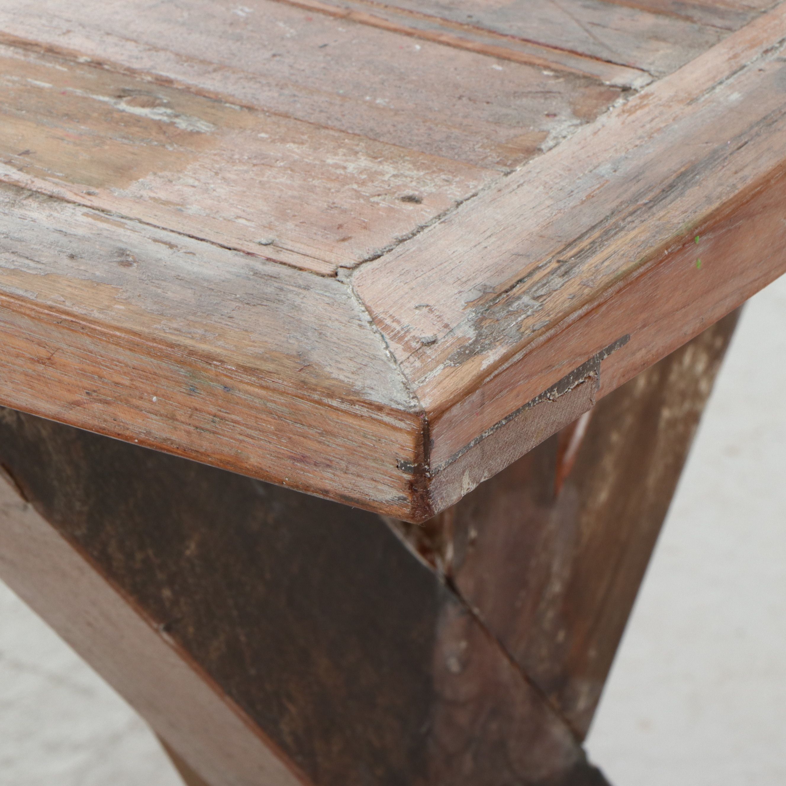 French Provincial Style Wooden Trestle Dining Table, 21st Century