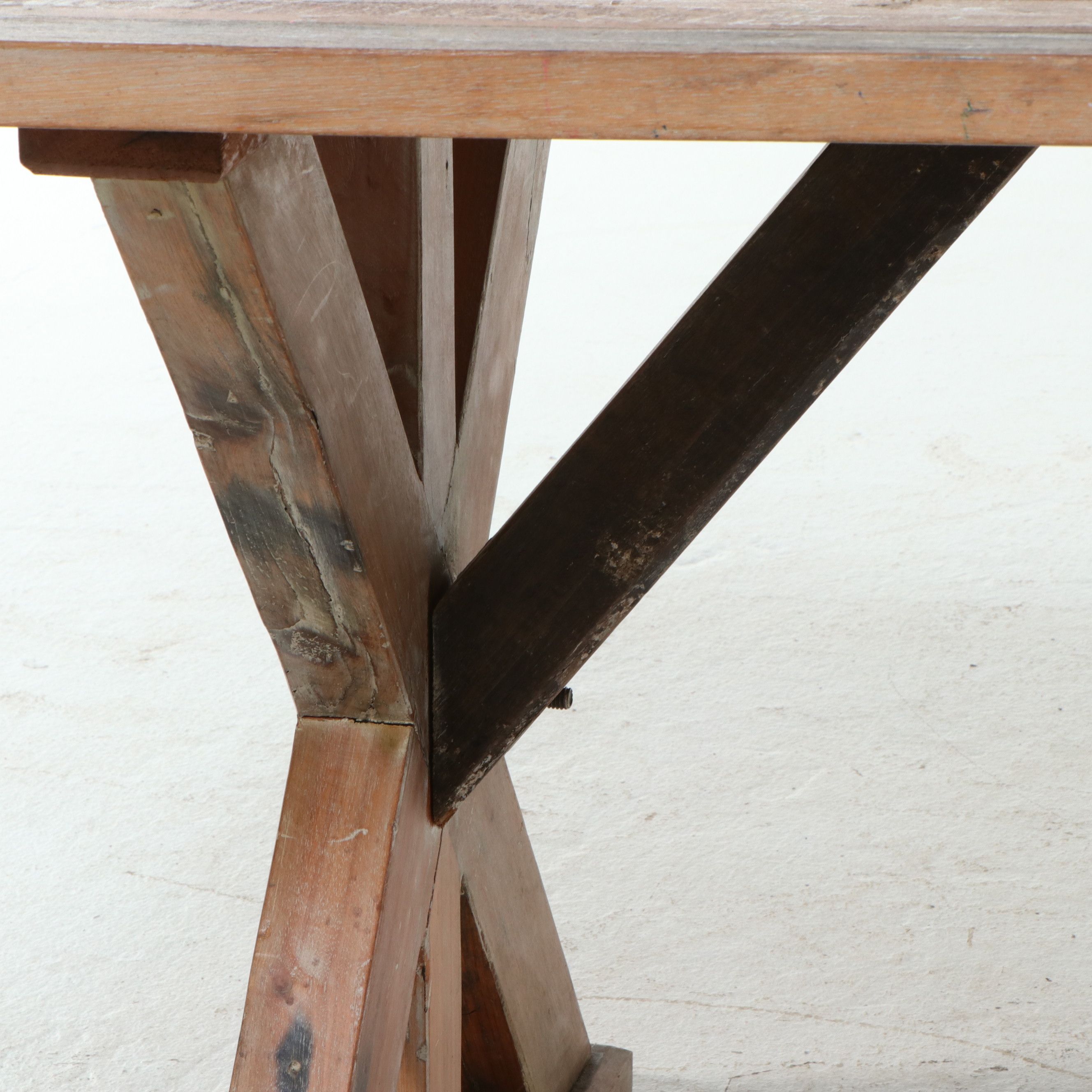 French Provincial Style Wooden Trestle Dining Table, 21st Century