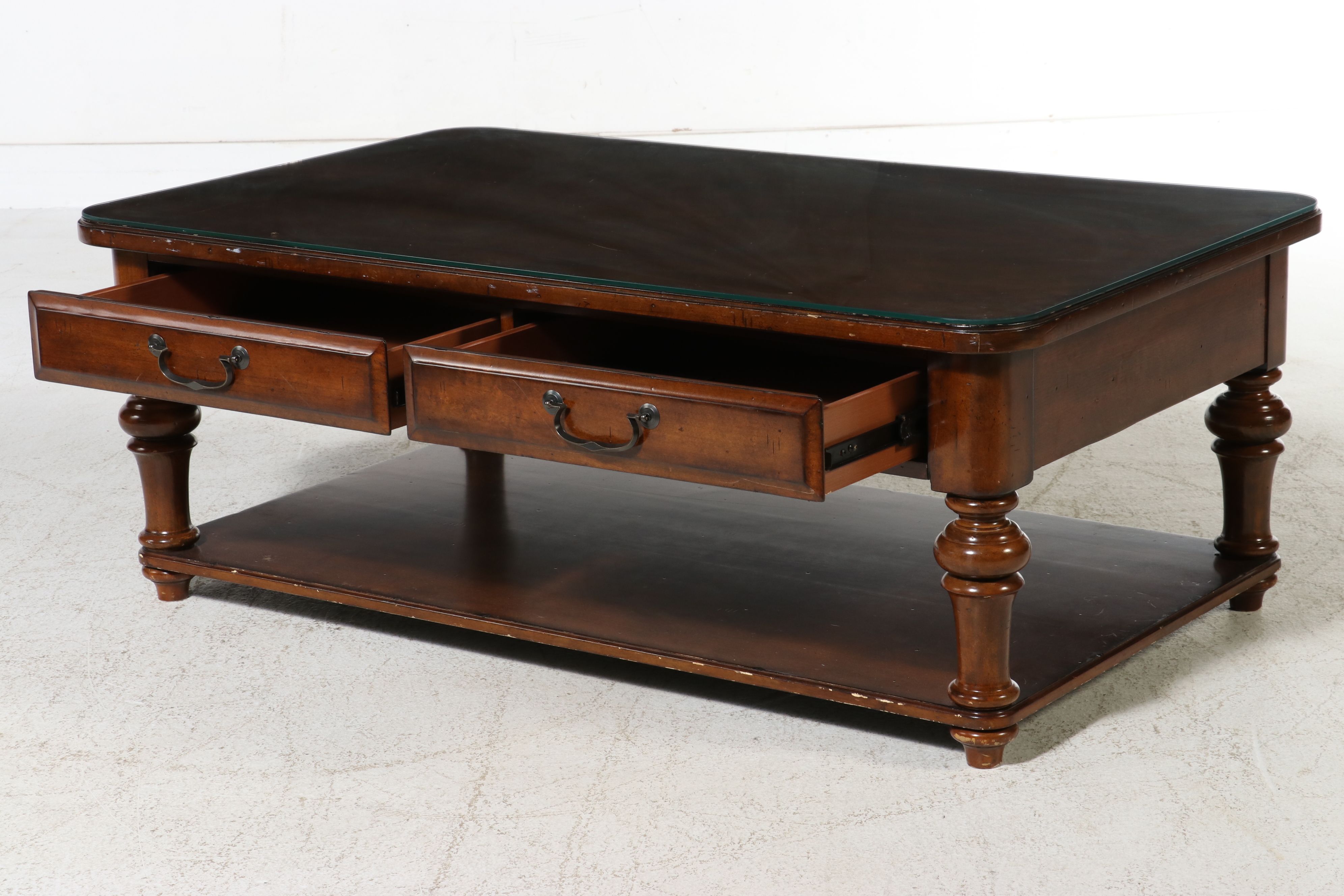 Hooker Furniture Traditional Style Wooden Coffee Table with Glass Top