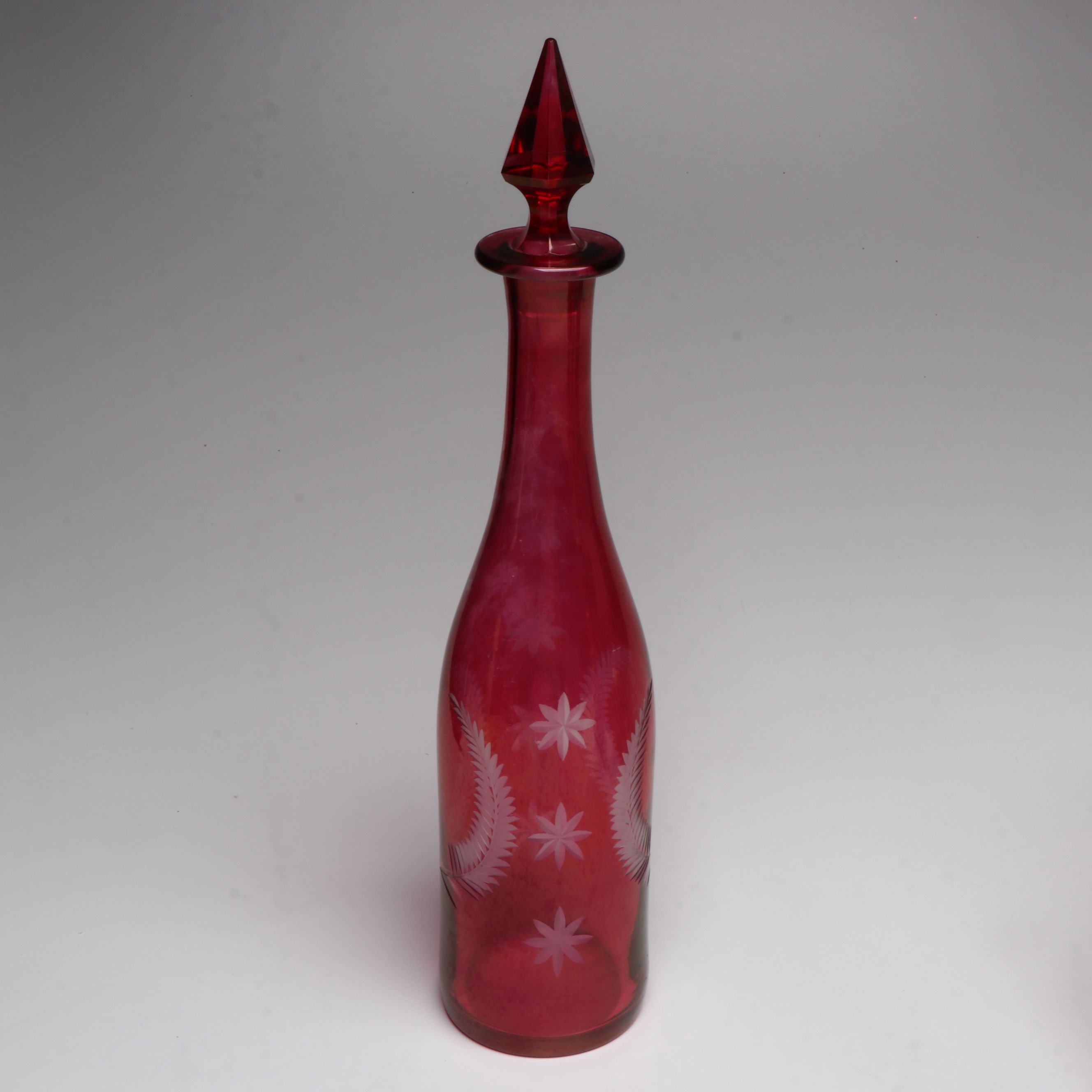 Northwood "Cranberry Swirl" Pitcher with Other Art Glass Table Accessories