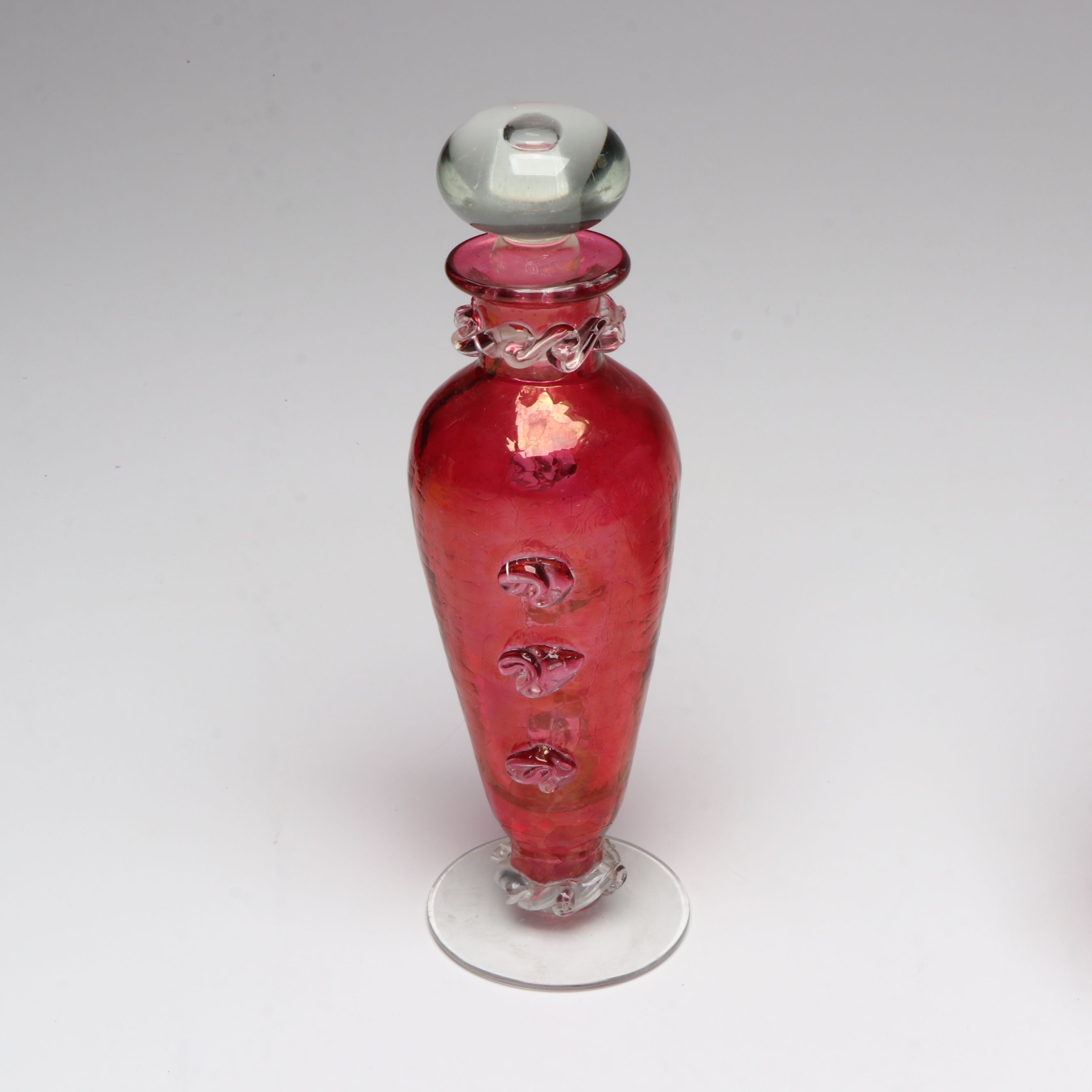 Northwood "Cranberry Swirl" Pitcher with Other Art Glass Table Accessories