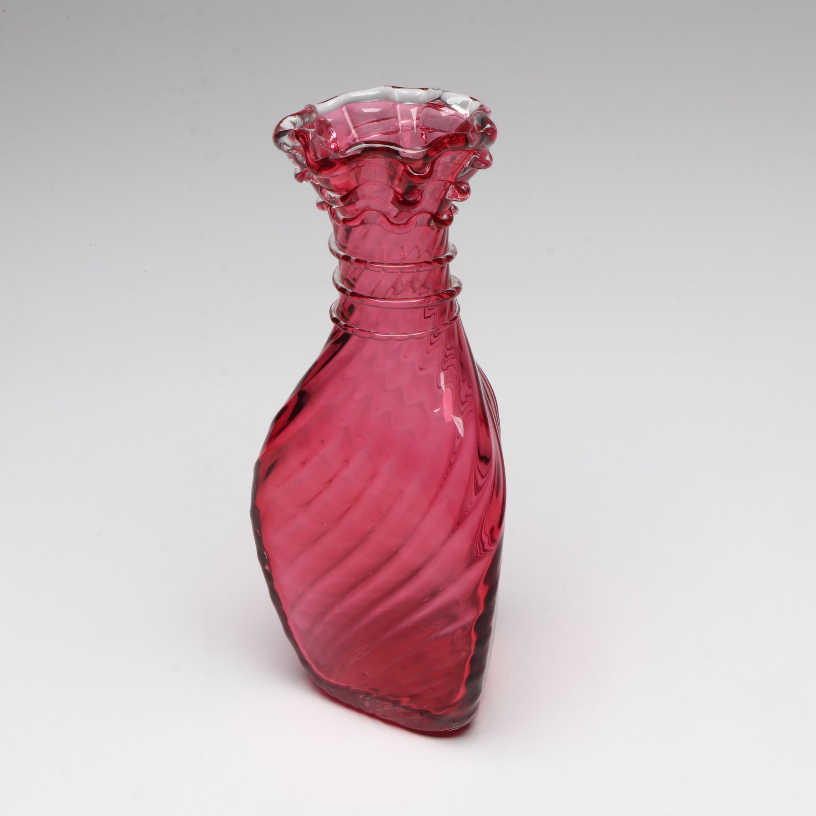 Northwood "Cranberry Swirl" Pitcher with Other Art Glass Table Accessories