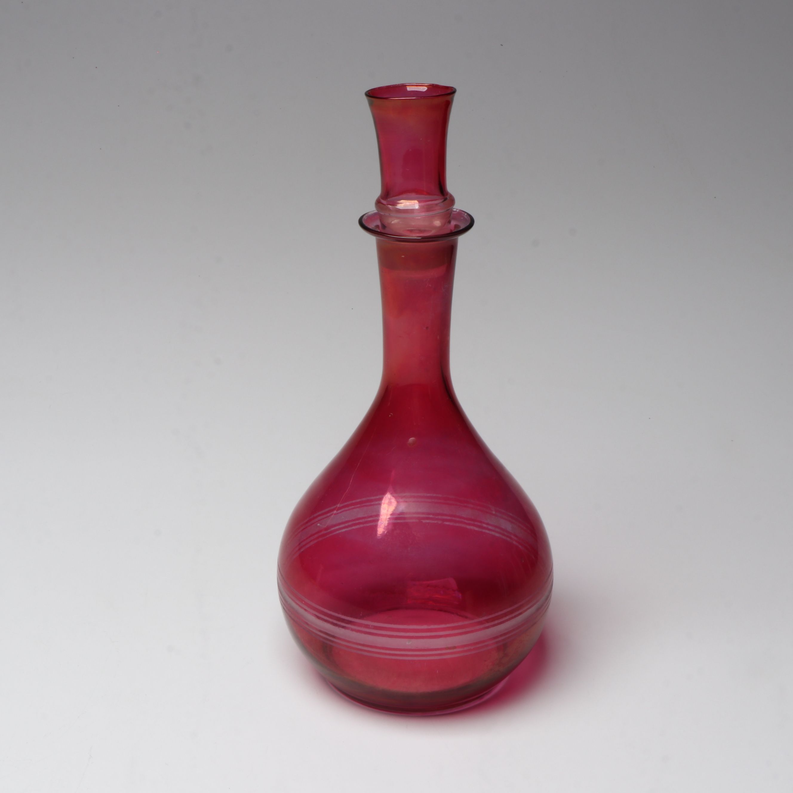 Northwood "Cranberry Swirl" Pitcher with Other Art Glass Table Accessories