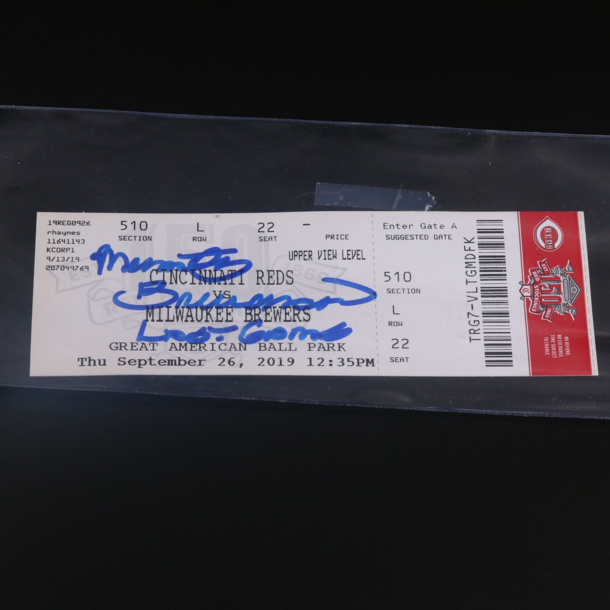 Marty Brennaman Signed Last Game Ticket with Joe Nuxhall Signed Index Card, More