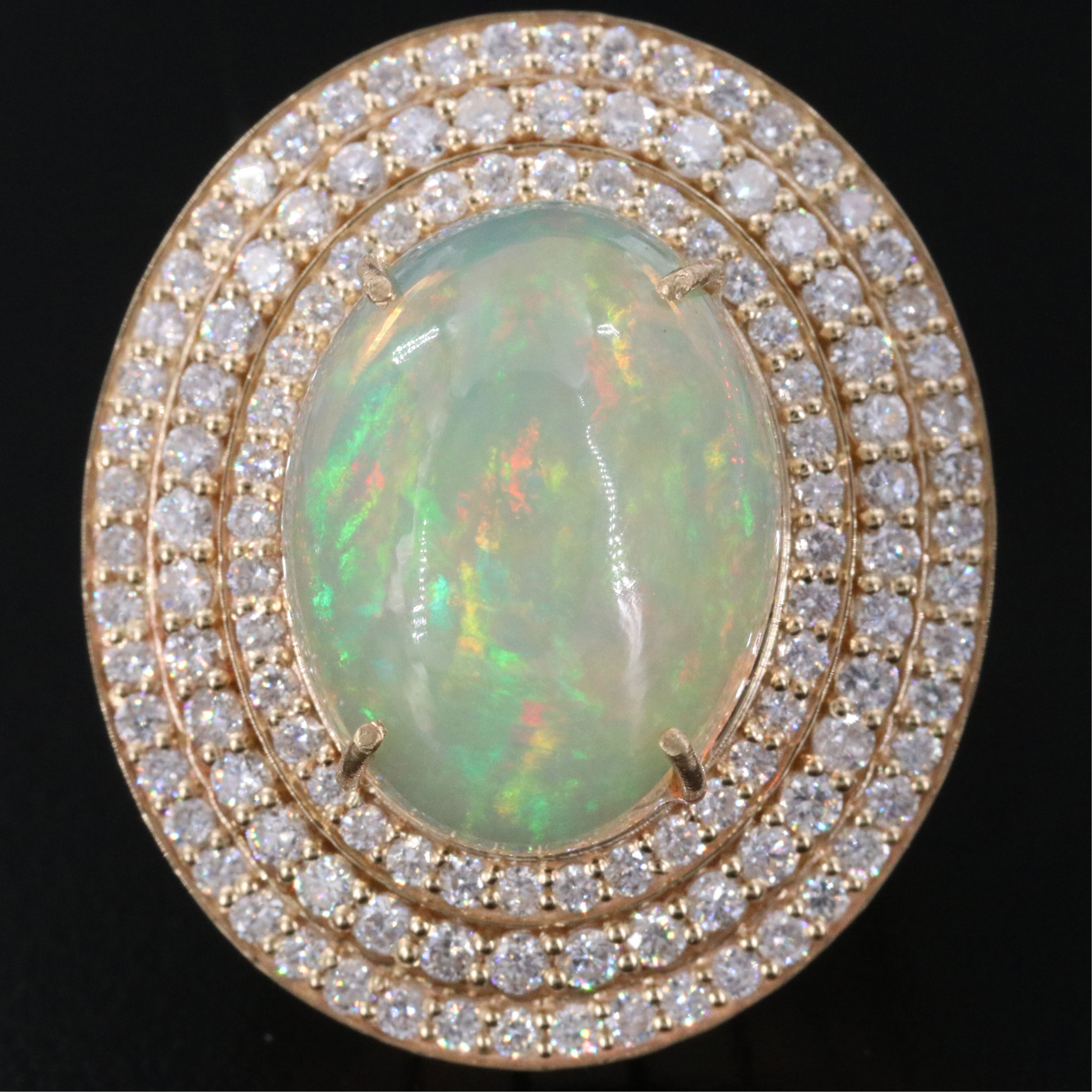 14K 9.26 CT Opal and 2.42 CTW Diamond Ring