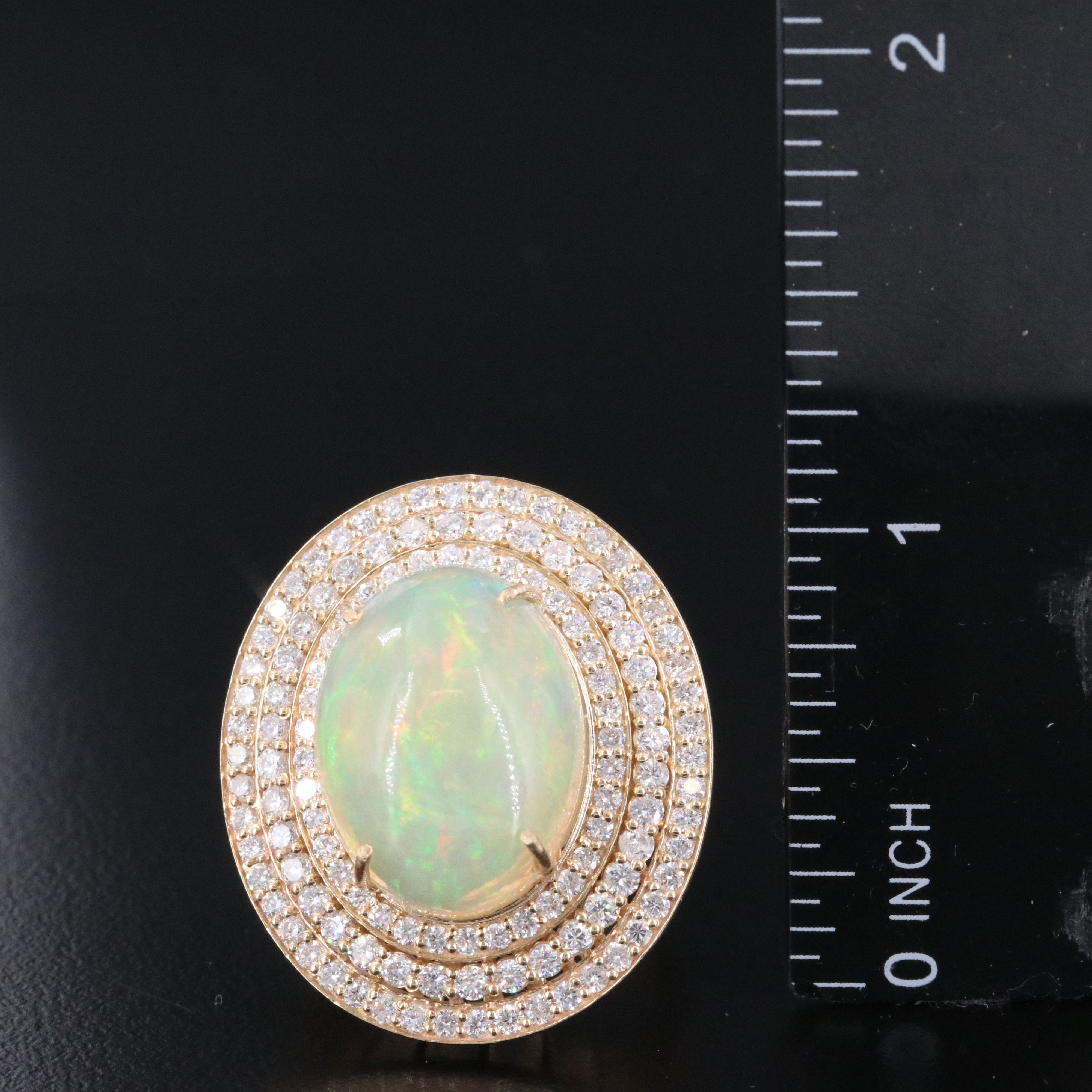 14K 9.26 CT Opal and 2.42 CTW Diamond Ring