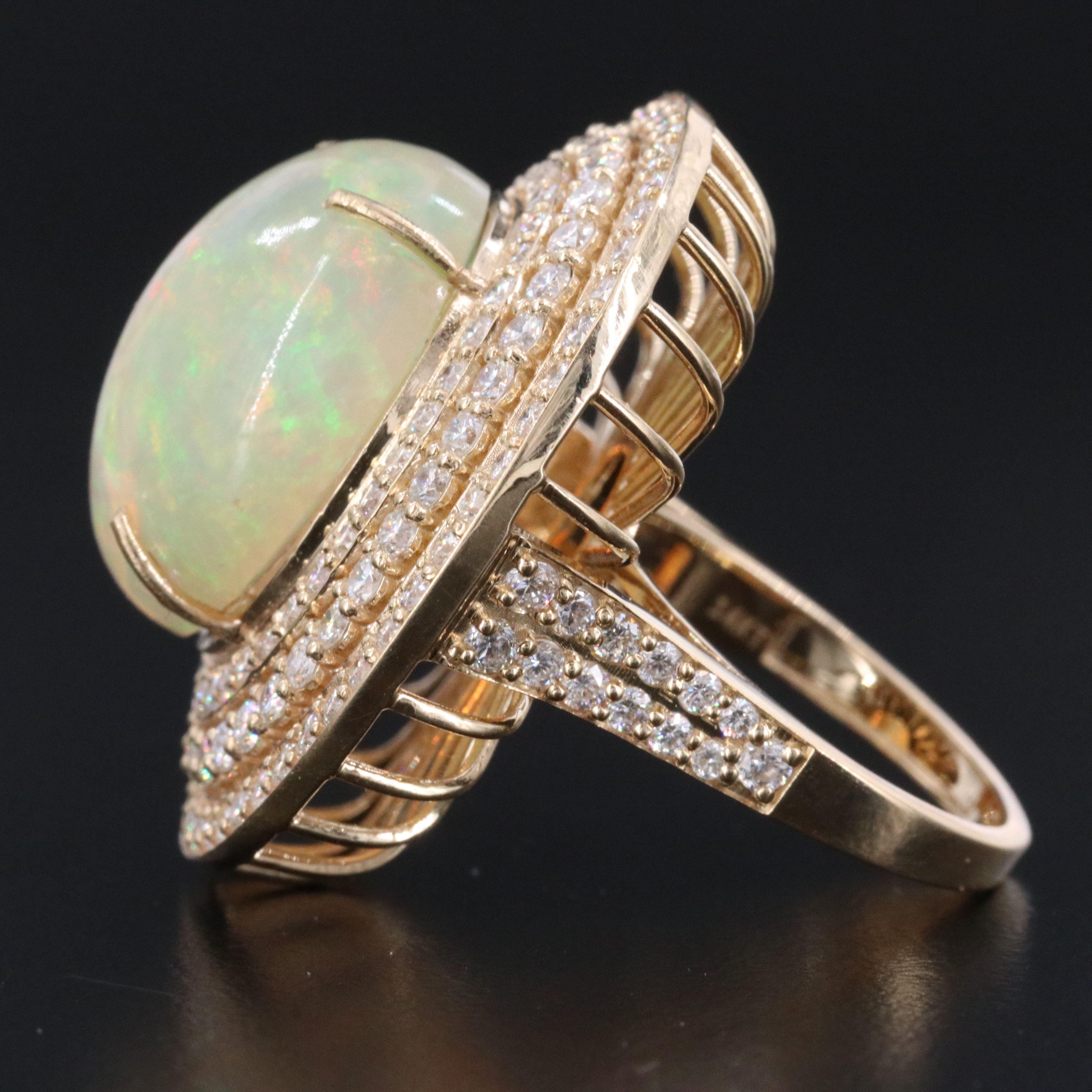 14K 9.26 CT Opal and 2.42 CTW Diamond Ring