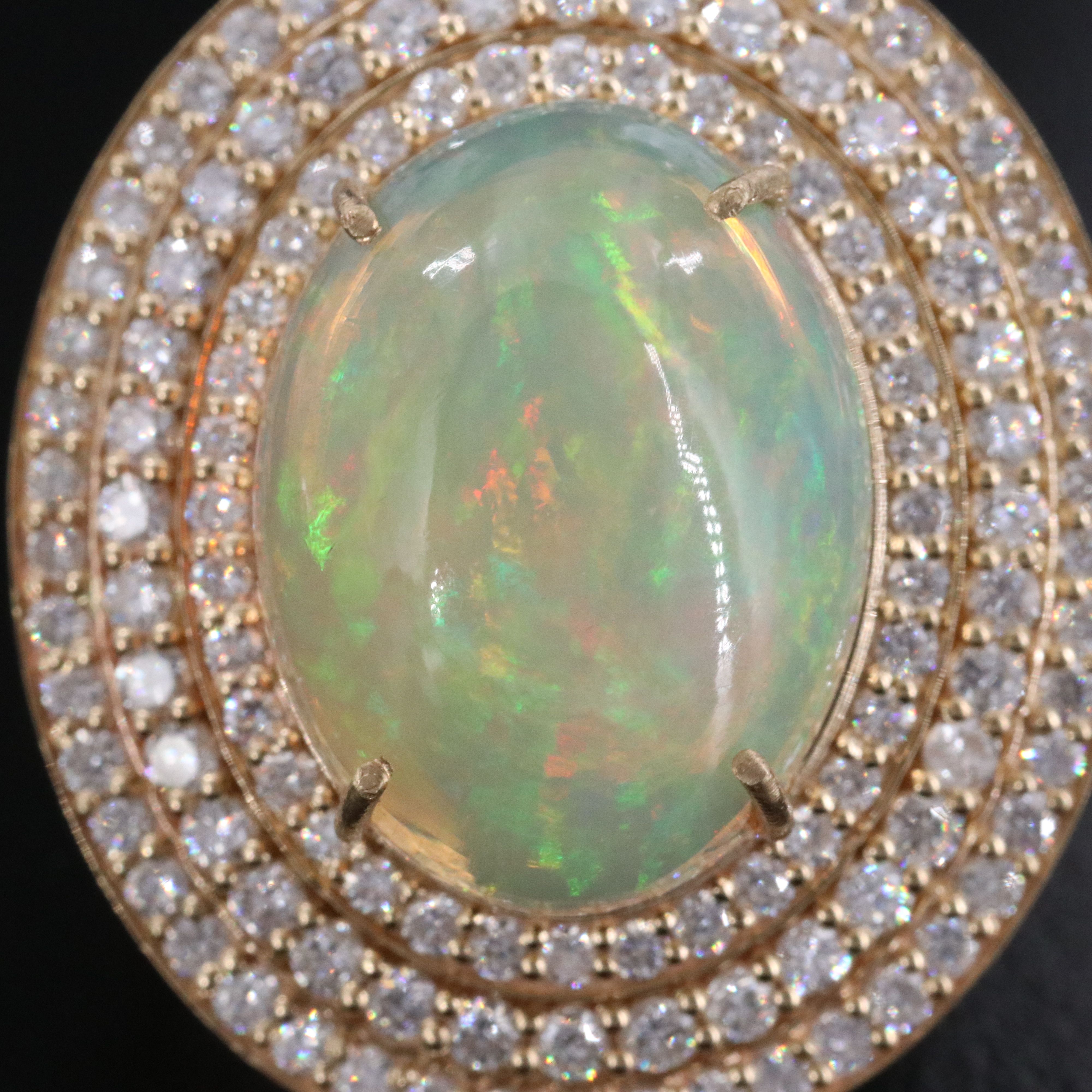 14K 9.26 CT Opal and 2.42 CTW Diamond Ring