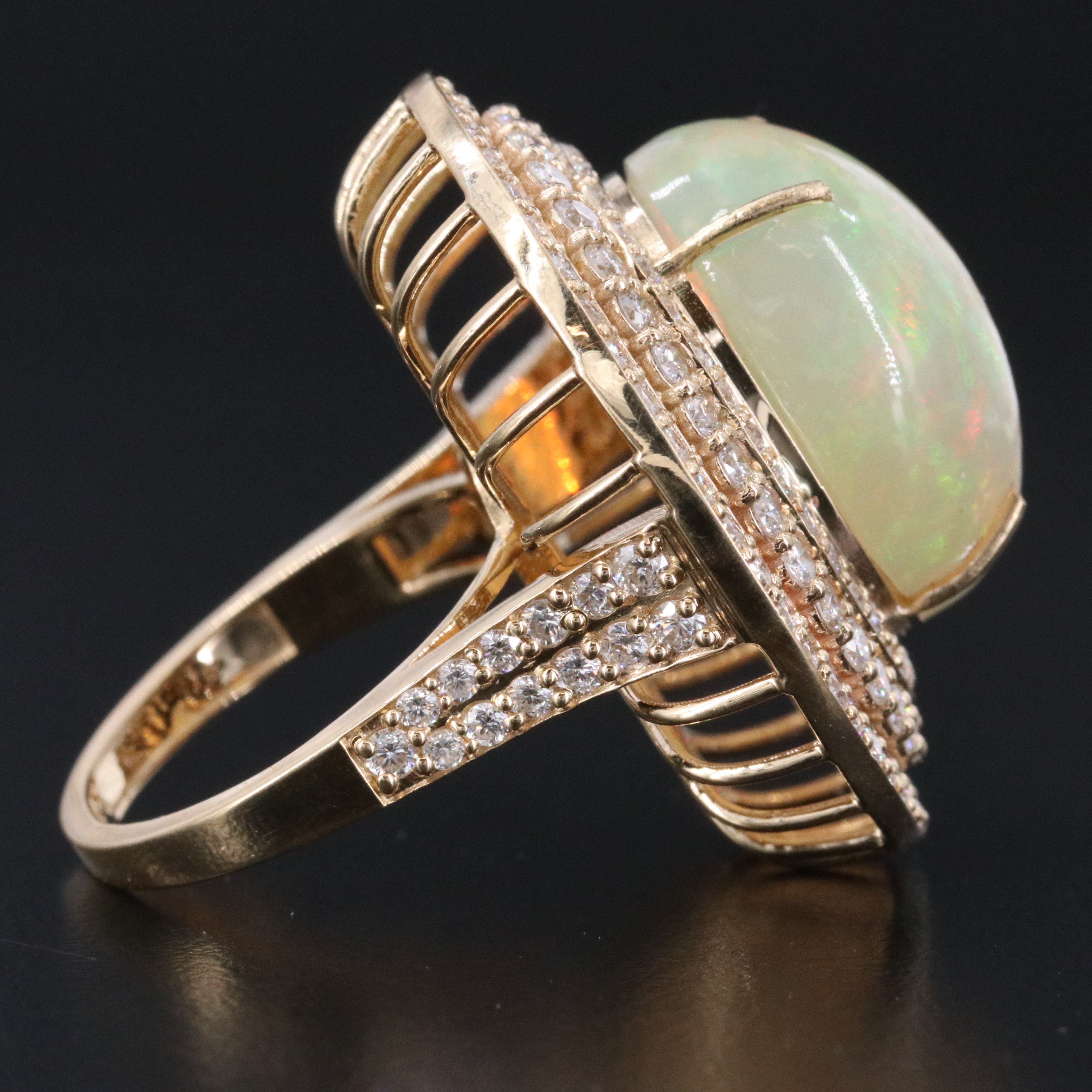 14K 9.26 CT Opal and 2.42 CTW Diamond Ring