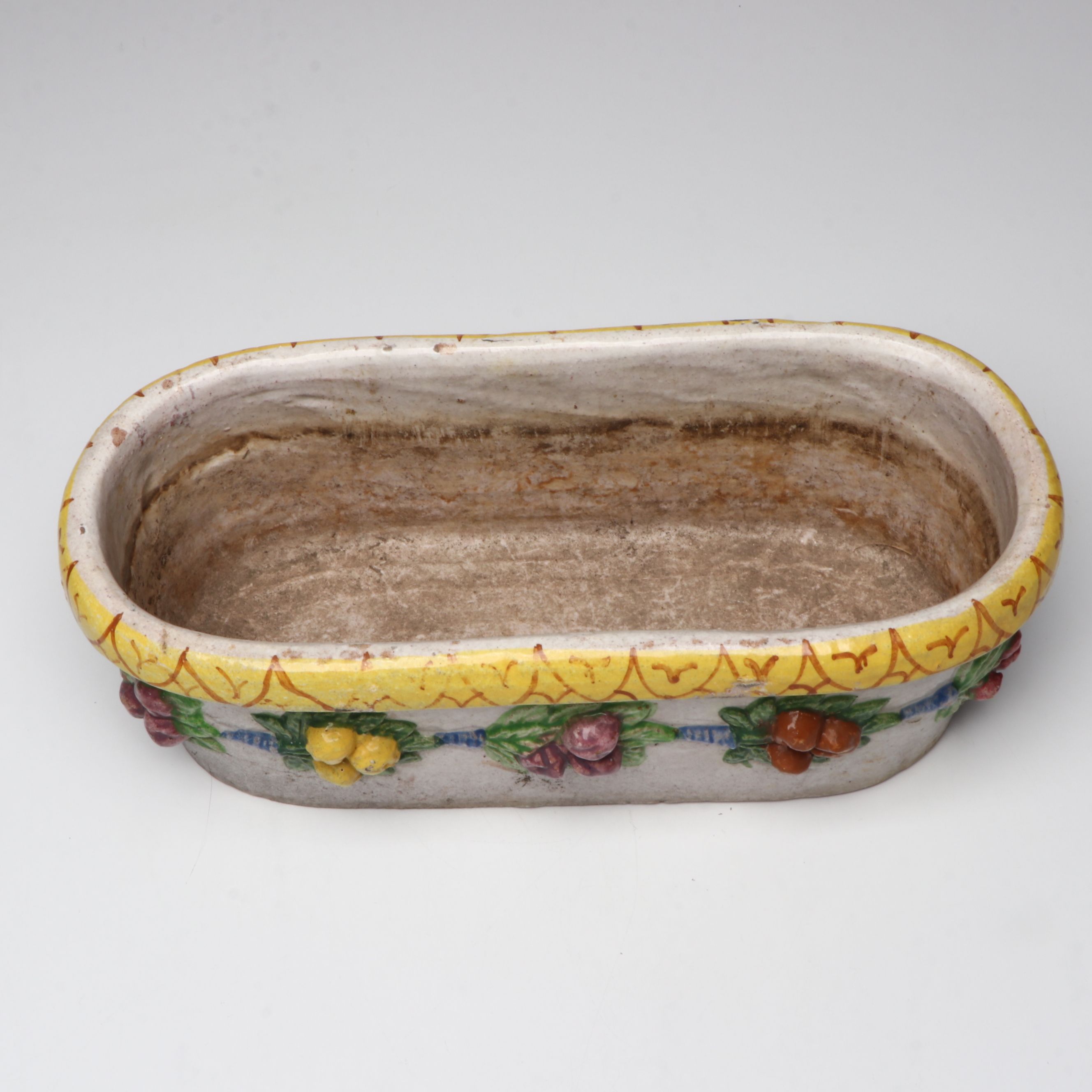 Italian Style Hand-Painted Floral Ceramic Planter