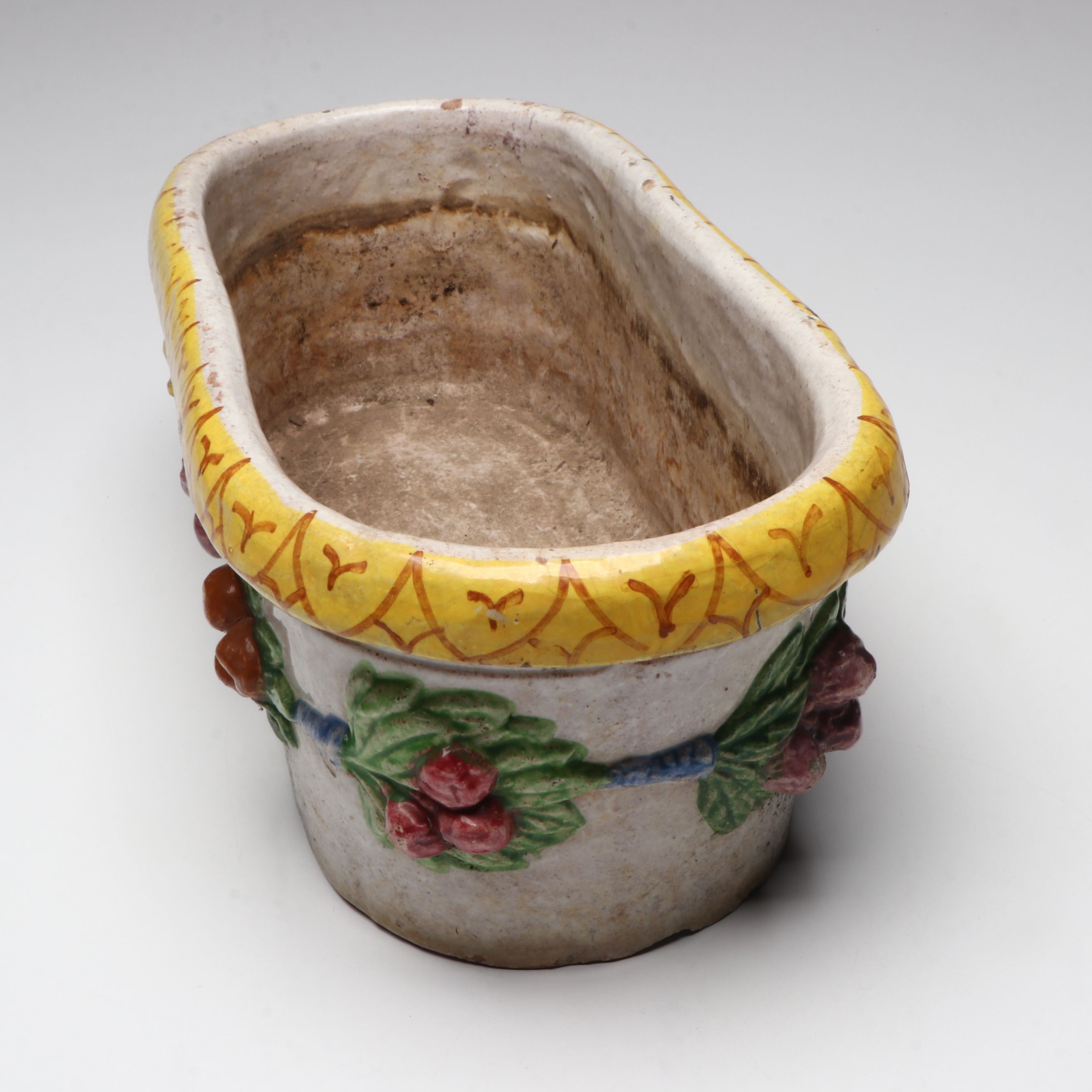 Italian Style Hand-Painted Floral Ceramic Planter