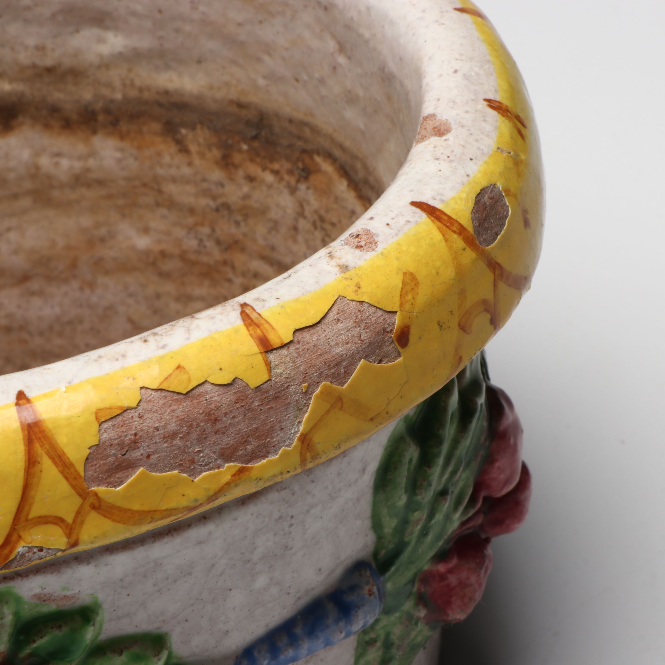 Italian Style Hand-Painted Floral Ceramic Planter