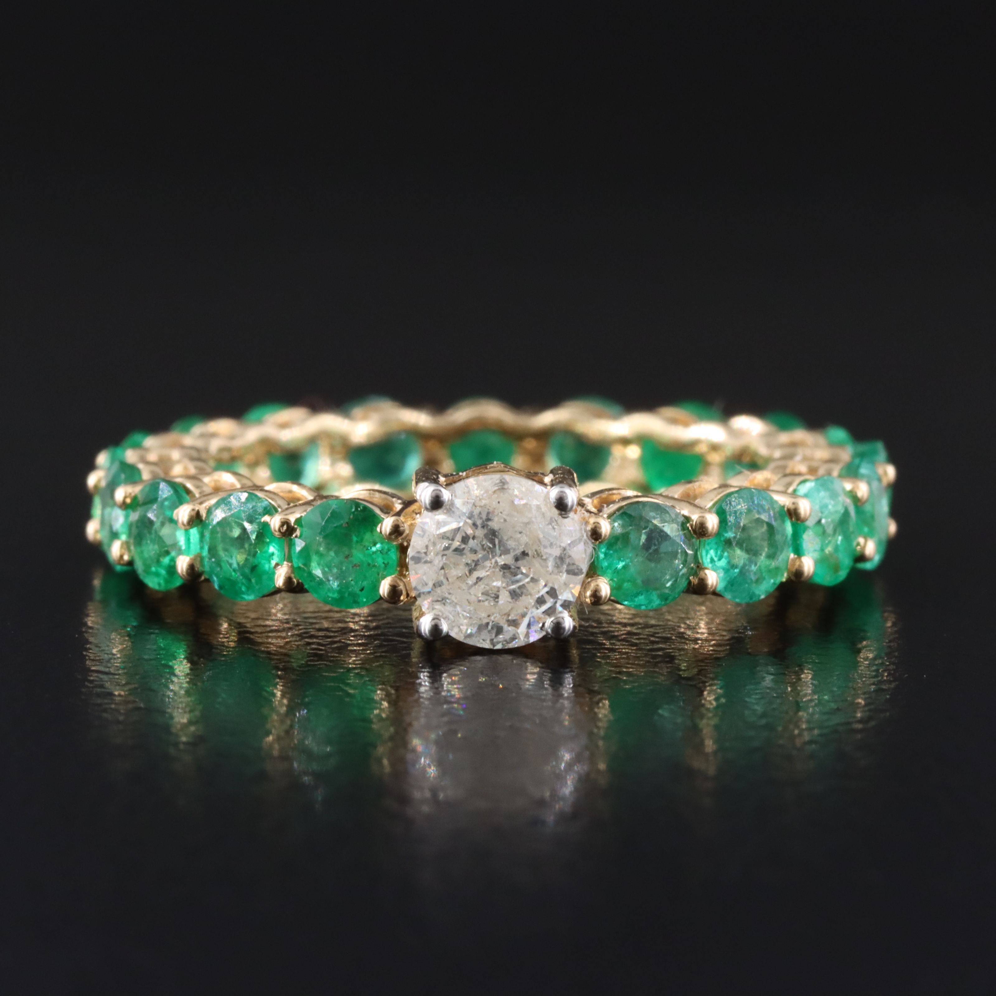 18K Diamond and 2.43 CTW Emerald Eternity Band