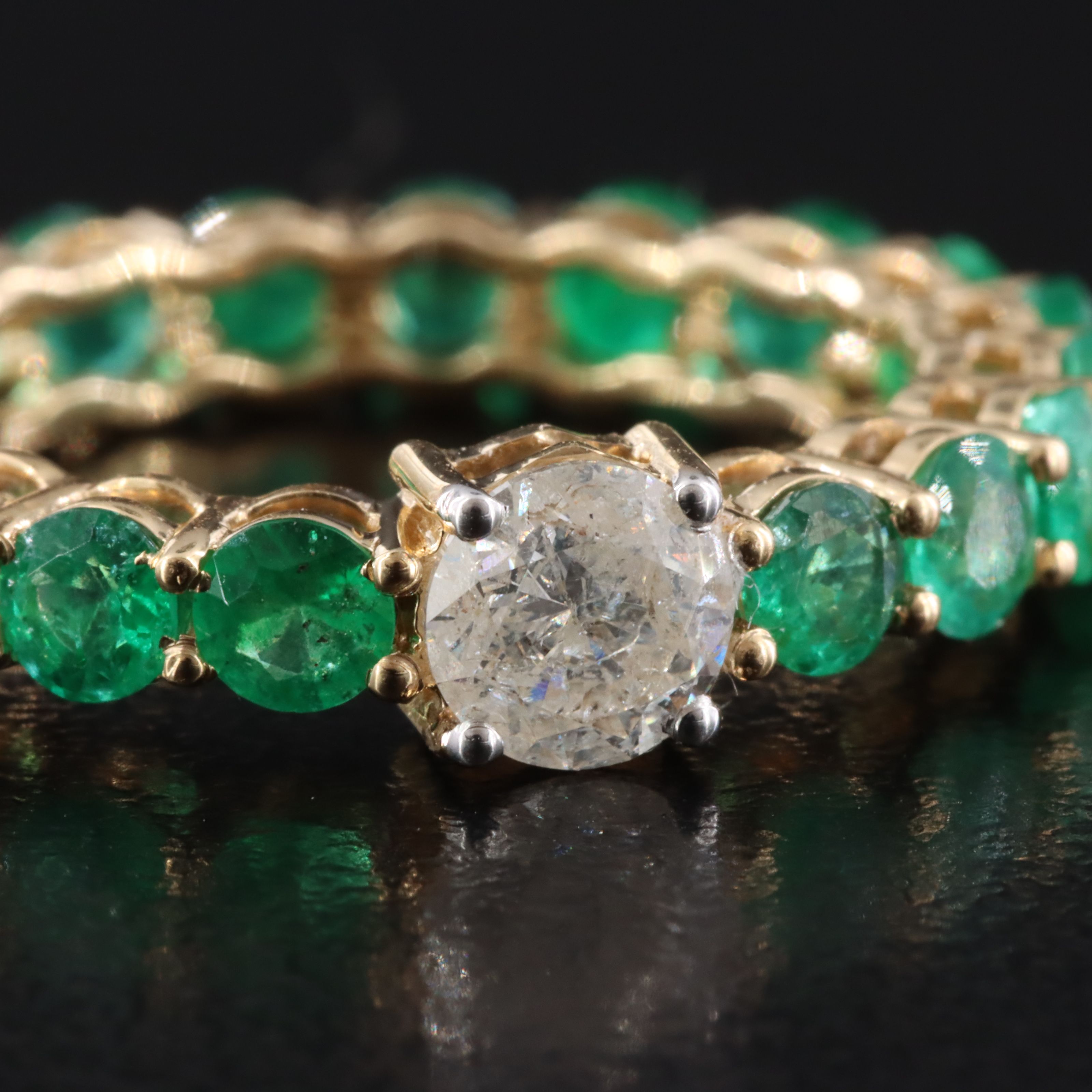 18K Diamond and 2.43 CTW Emerald Eternity Band