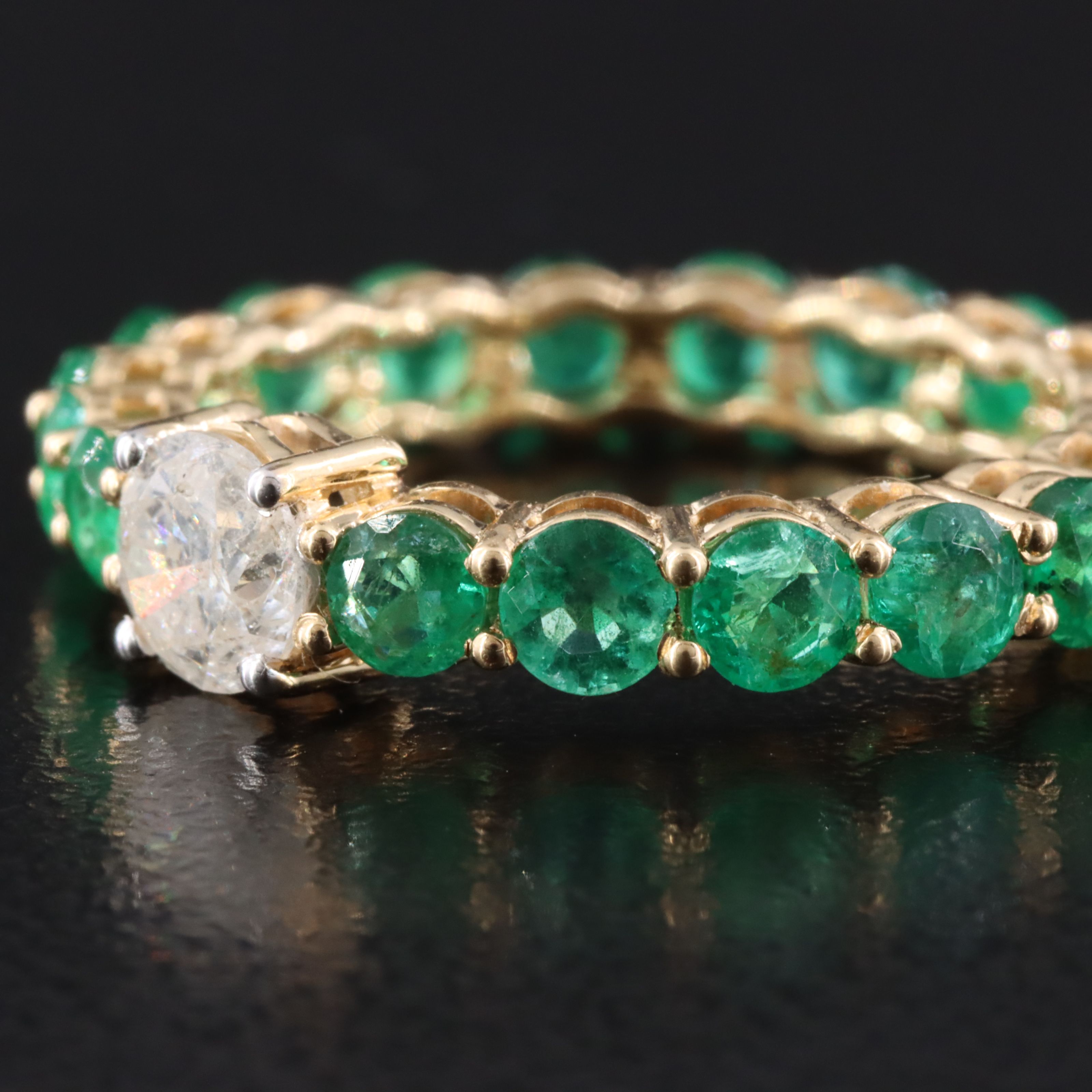 18K Diamond and 2.43 CTW Emerald Eternity Band