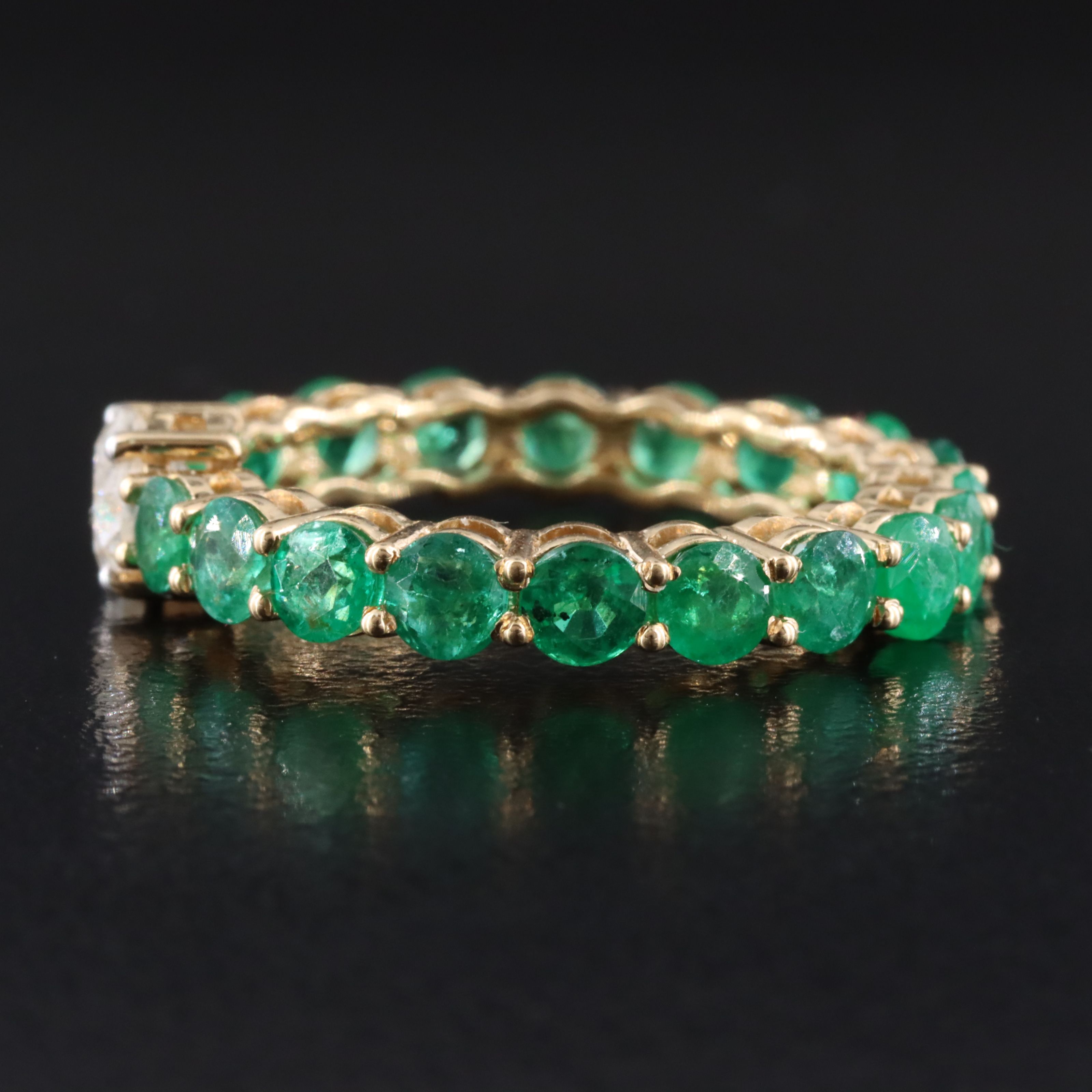18K Diamond and 2.43 CTW Emerald Eternity Band