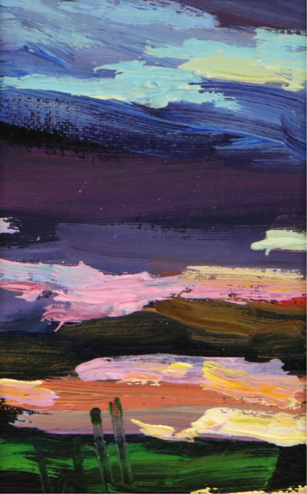 William Hawkins Oil Painting of Landscape at Sunset, Circa 2026