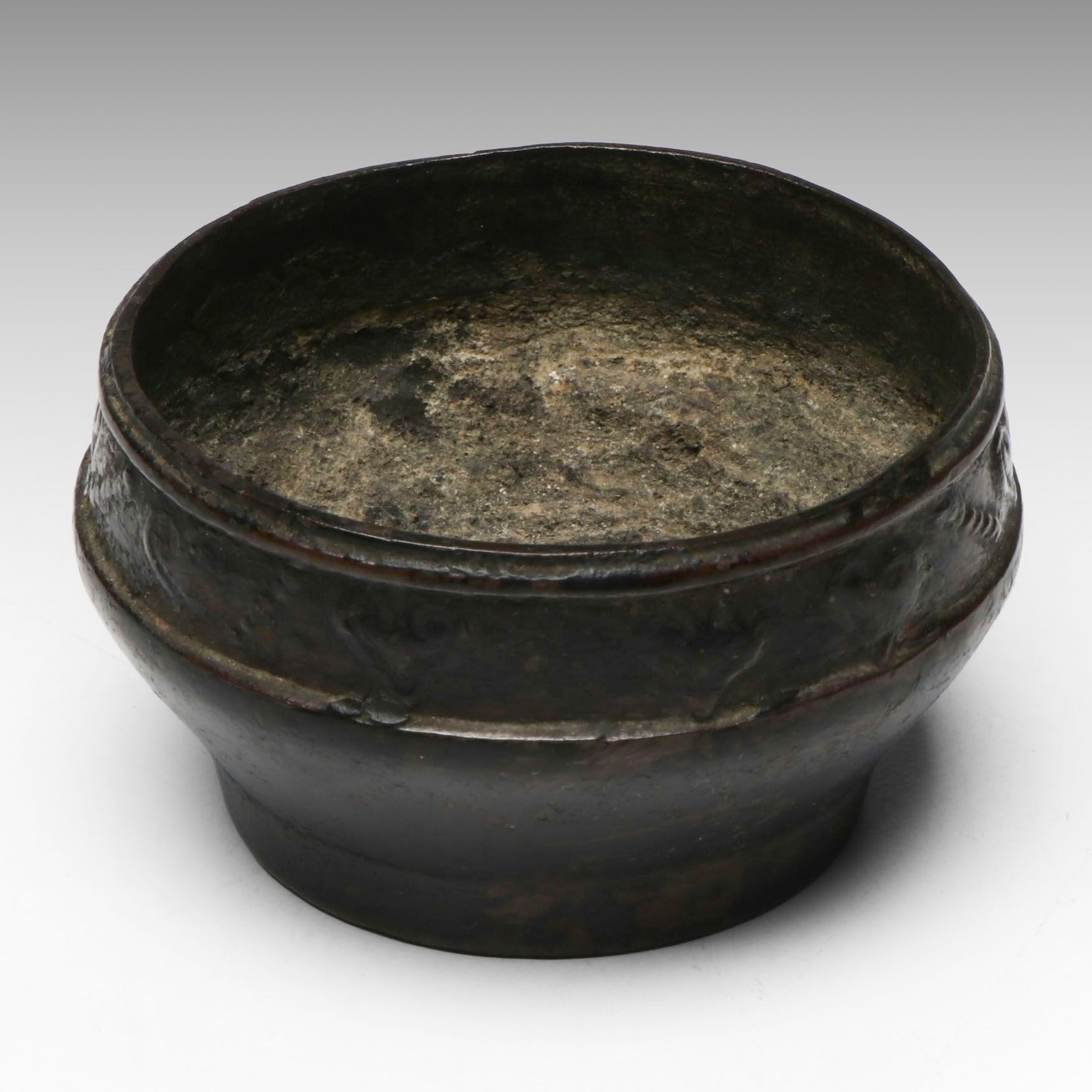 Antique Bronze Diminutive Heart Pattern Vessel