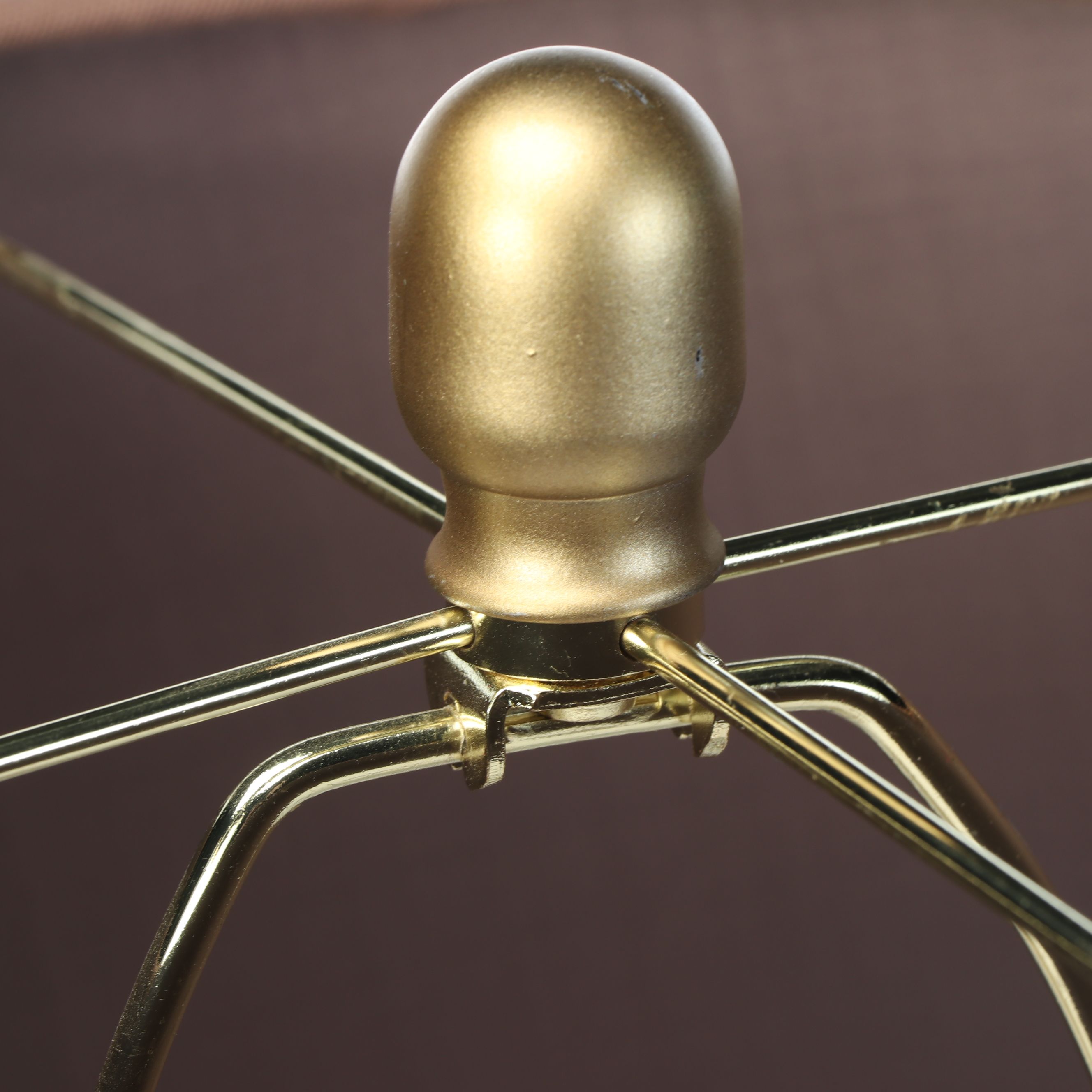 Satin Gold Finish Teardrop Table Lamps with Mocha Colored Shades