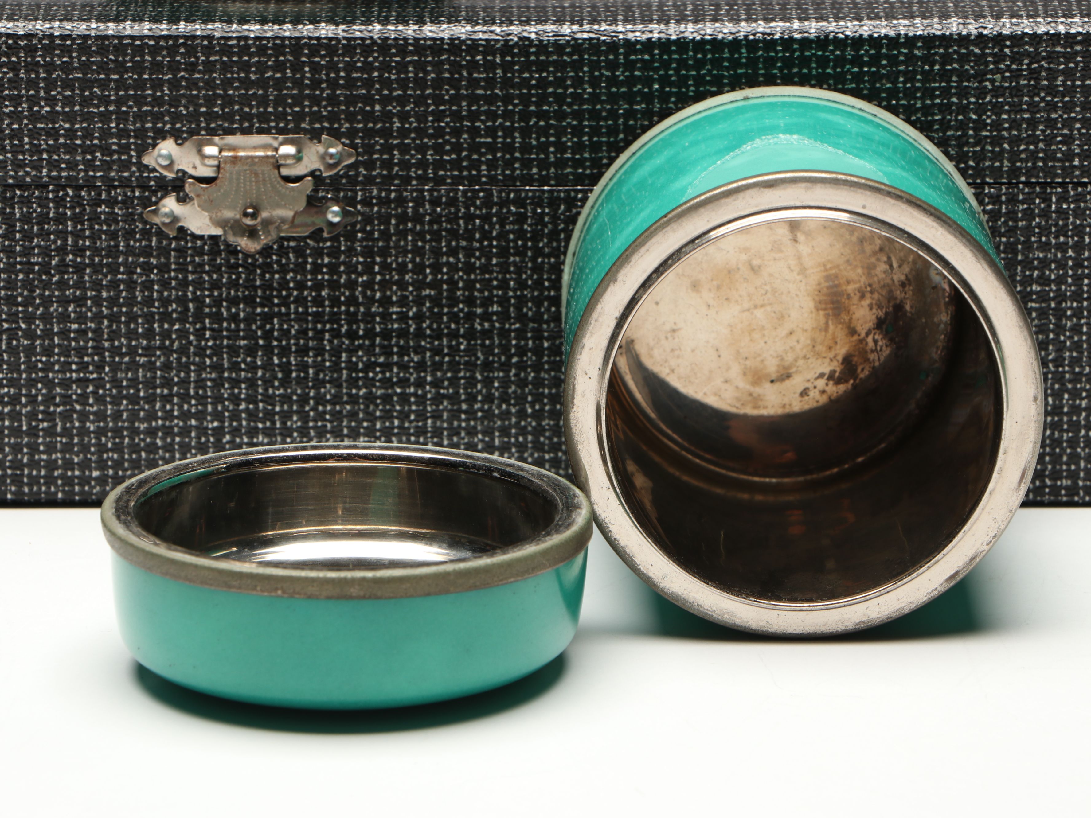 NHK Enameled Metal Vase and Smoking Kit