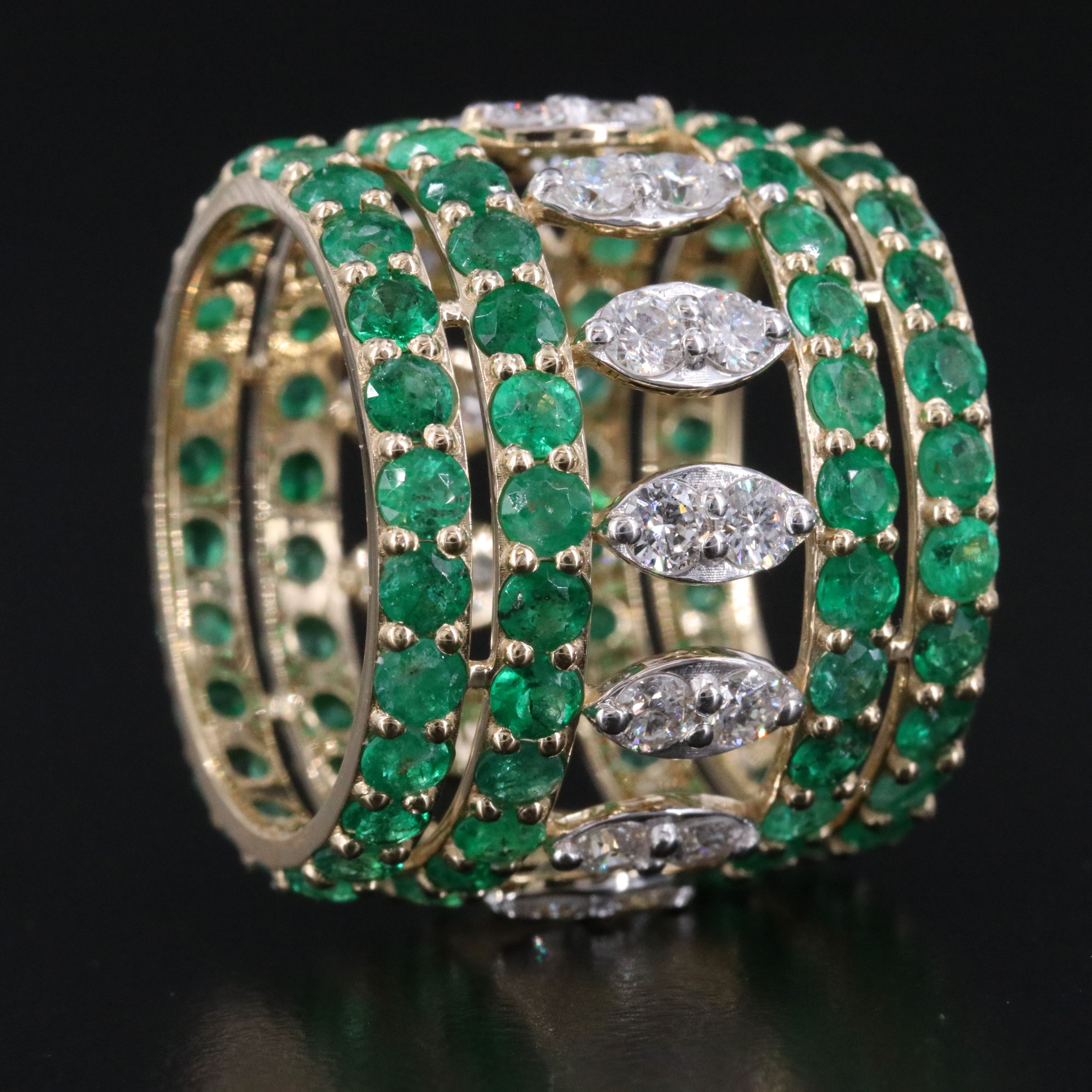 14K 4.64 CTW Emerald and 1.39 CTW Diamond Eternity Ring