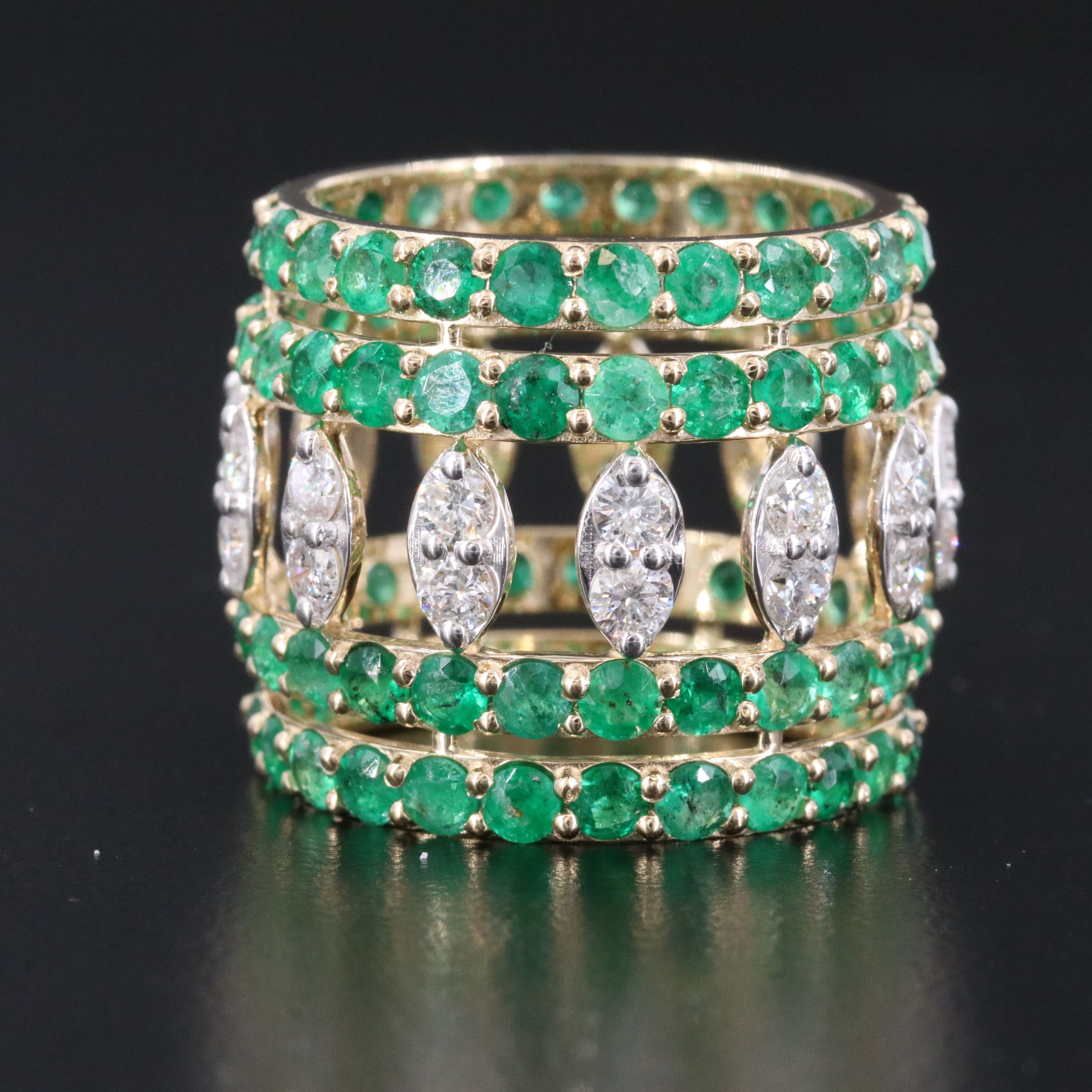 14K 4.64 CTW Emerald and 1.39 CTW Diamond Eternity Ring