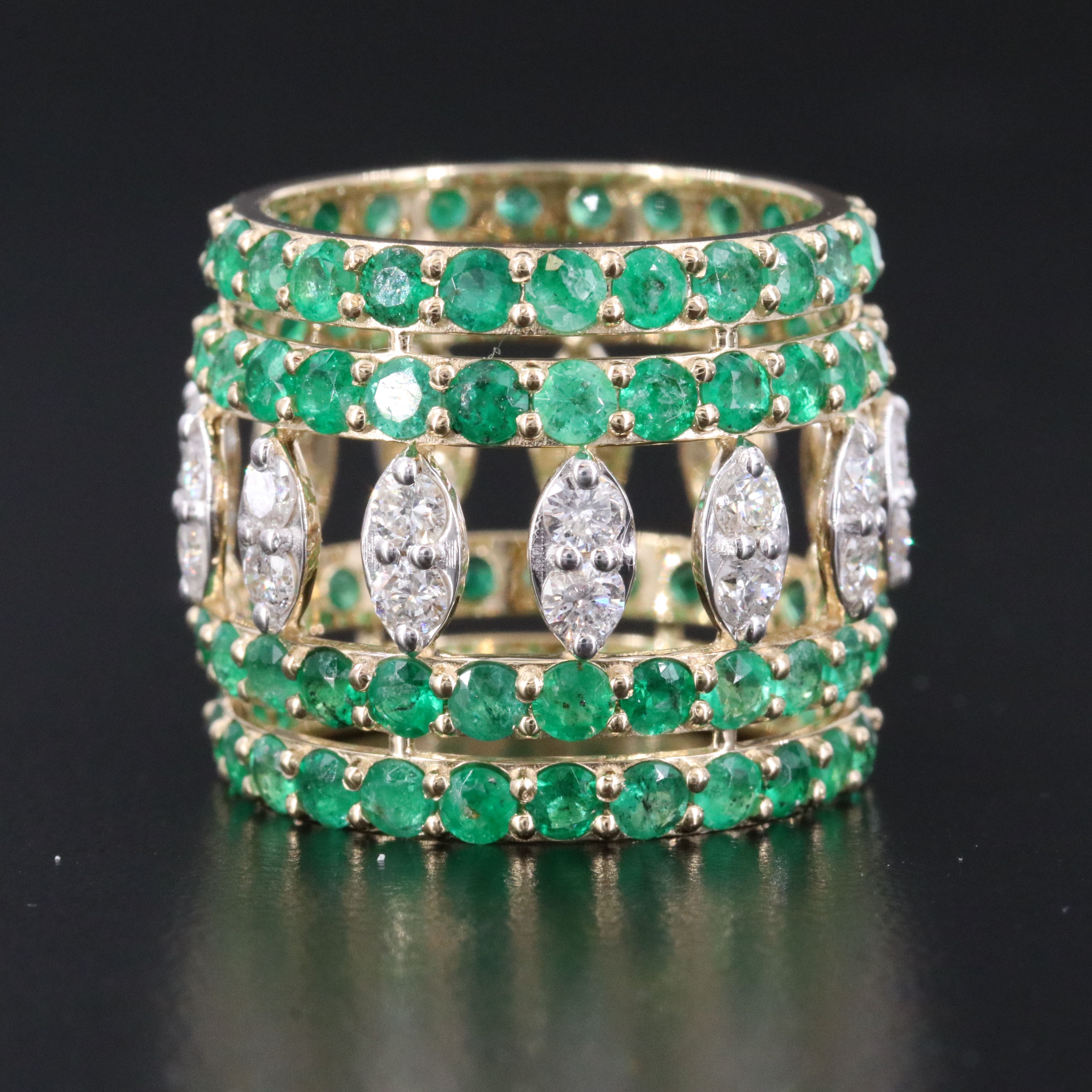 14K 4.64 CTW Emerald and 1.39 CTW Diamond Eternity Ring