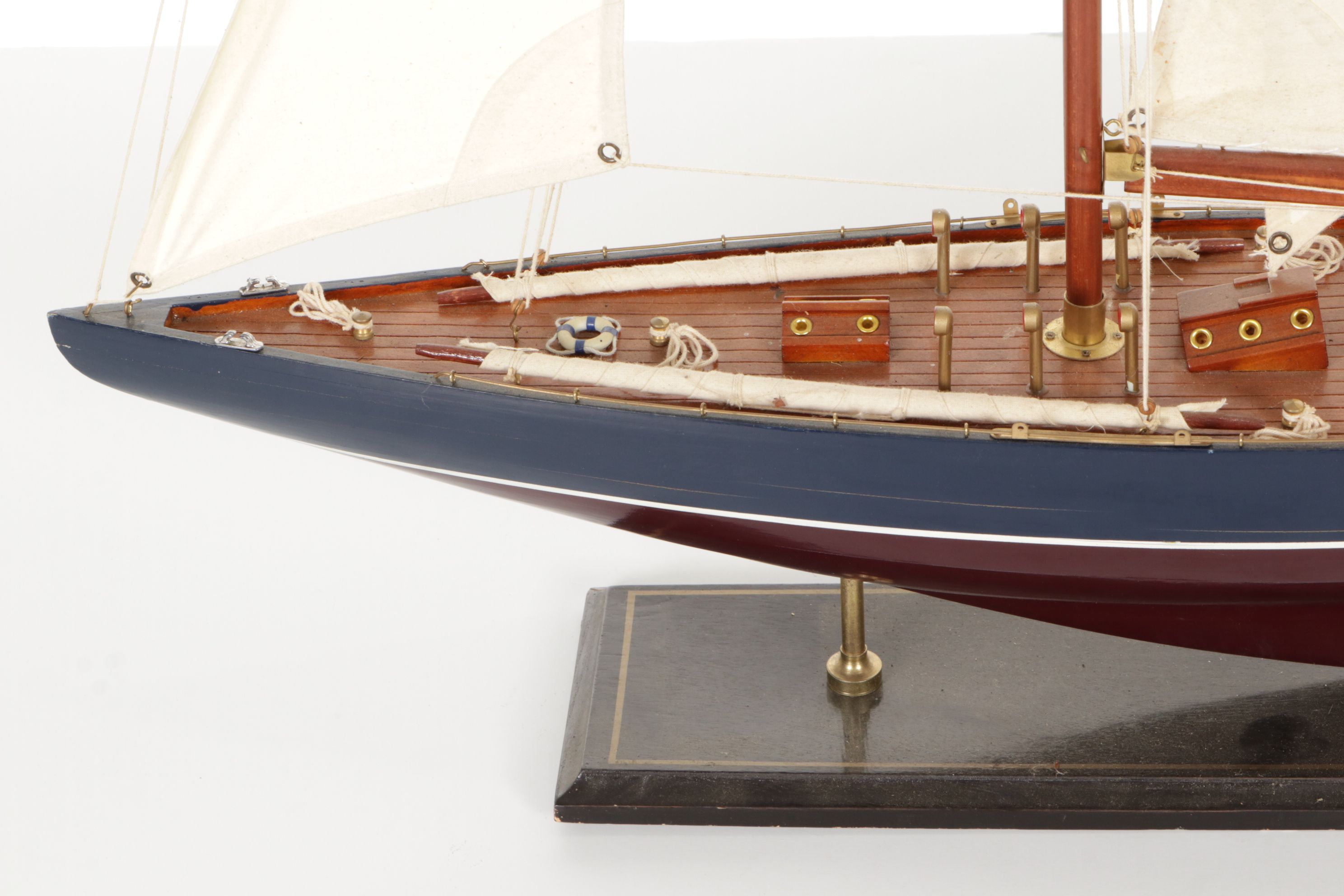 Hand Crafted "Endeavour" America's Cup Wooden Scale Model Yacht