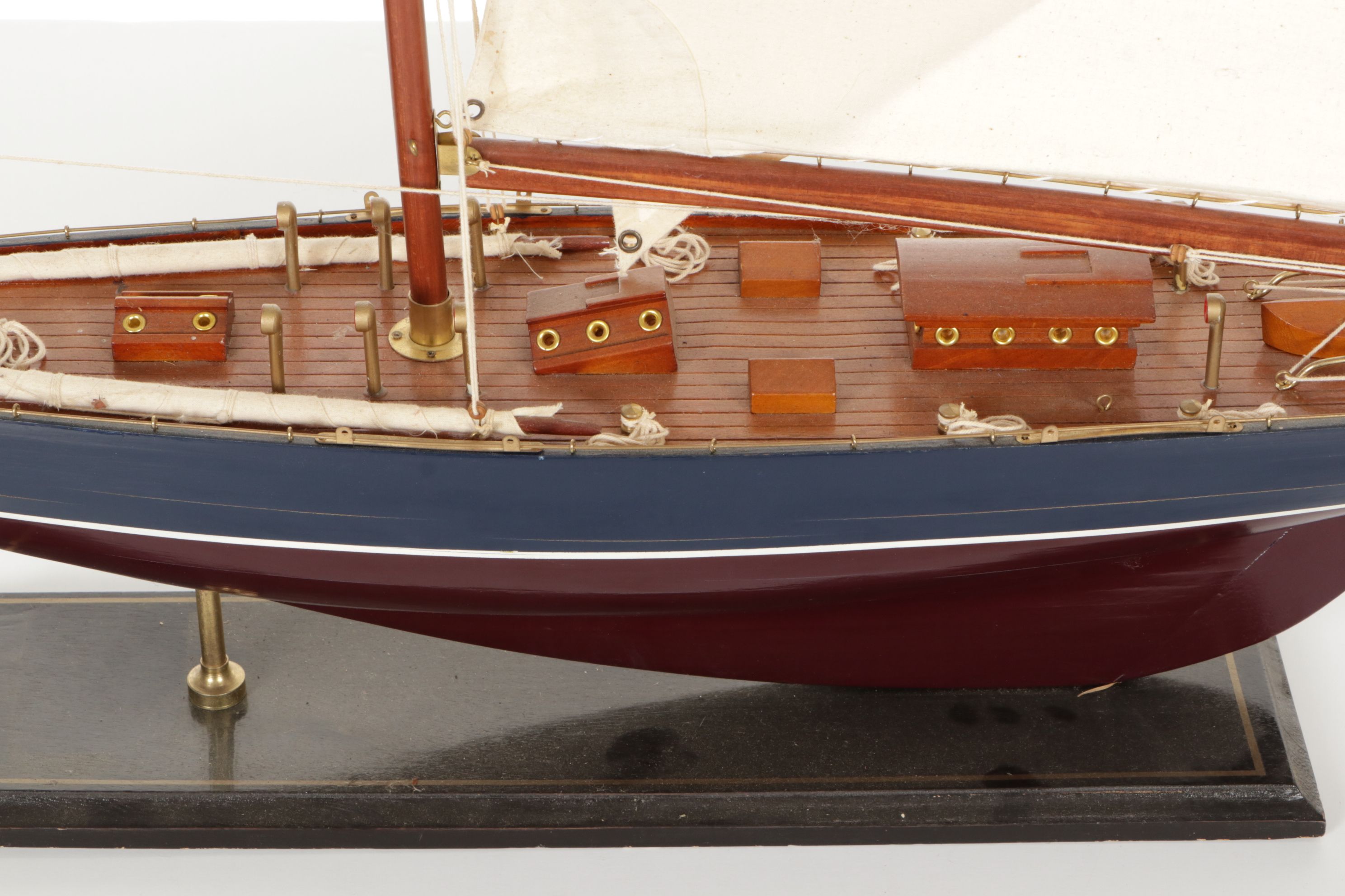 Hand Crafted "Endeavour" America's Cup Wooden Scale Model Yacht