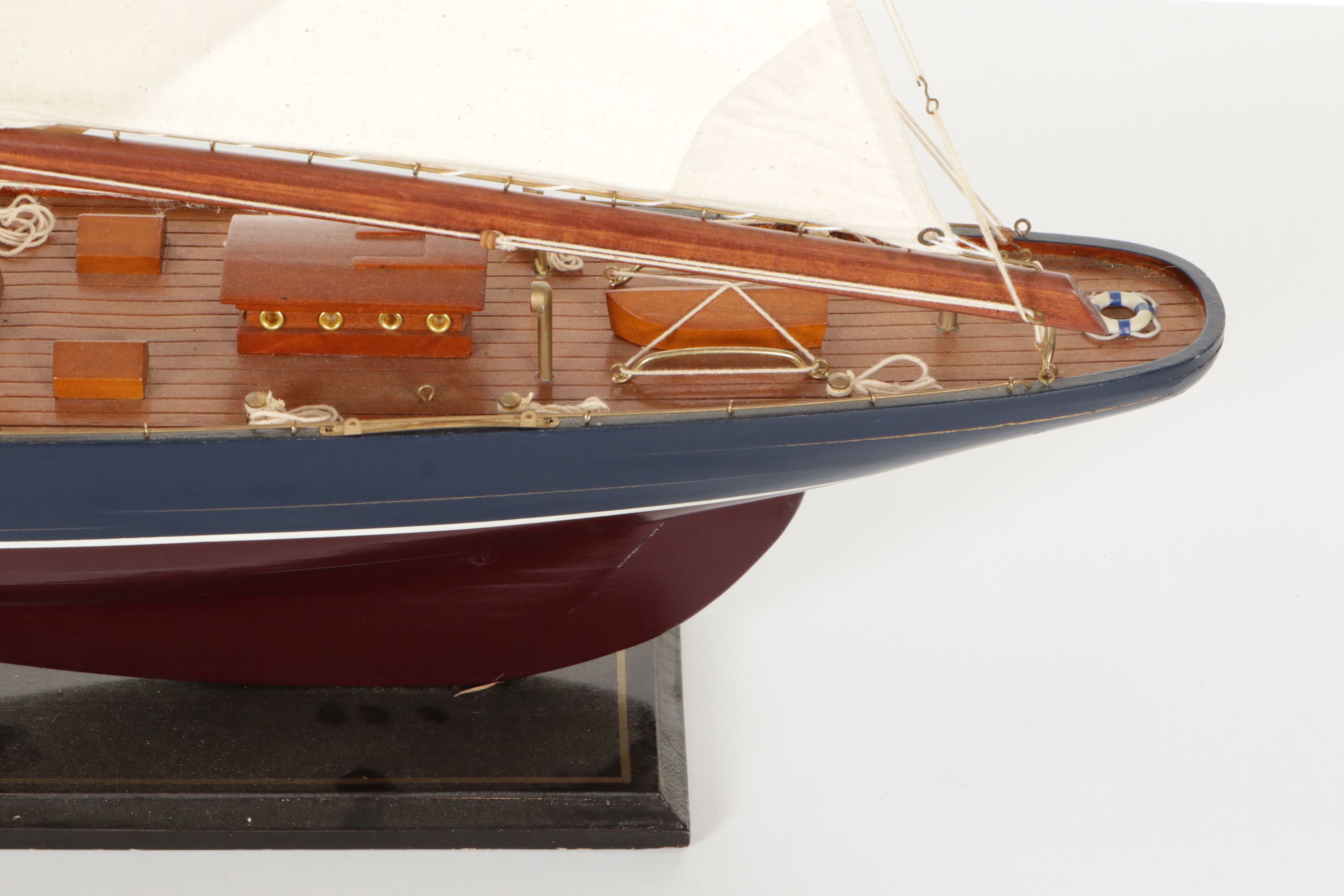 Hand Crafted "Endeavour" America's Cup Wooden Scale Model Yacht