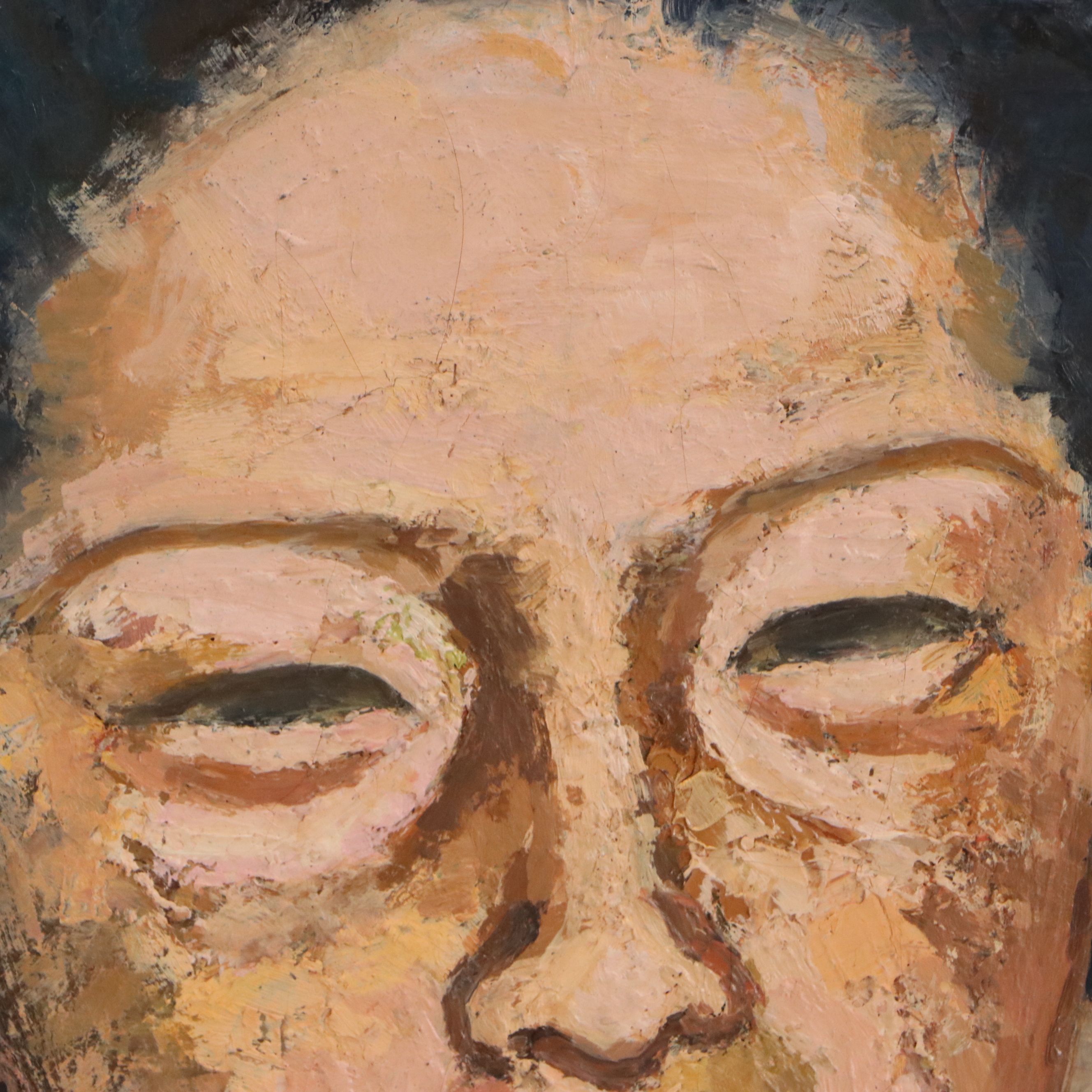 Japanese Modernism Portrait Oil Painting of Woman, 1956