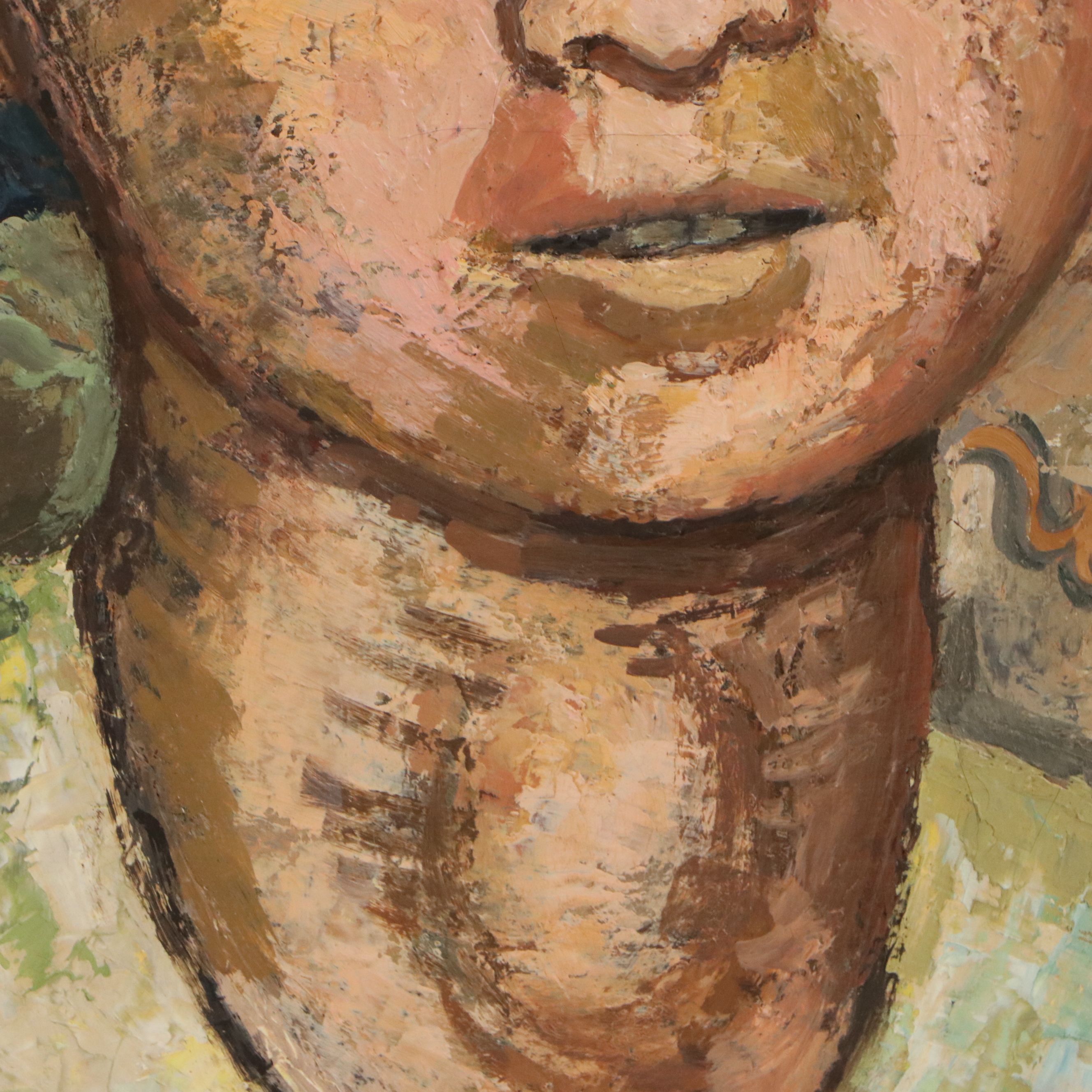 Japanese Modernism Portrait Oil Painting of Woman, 1956