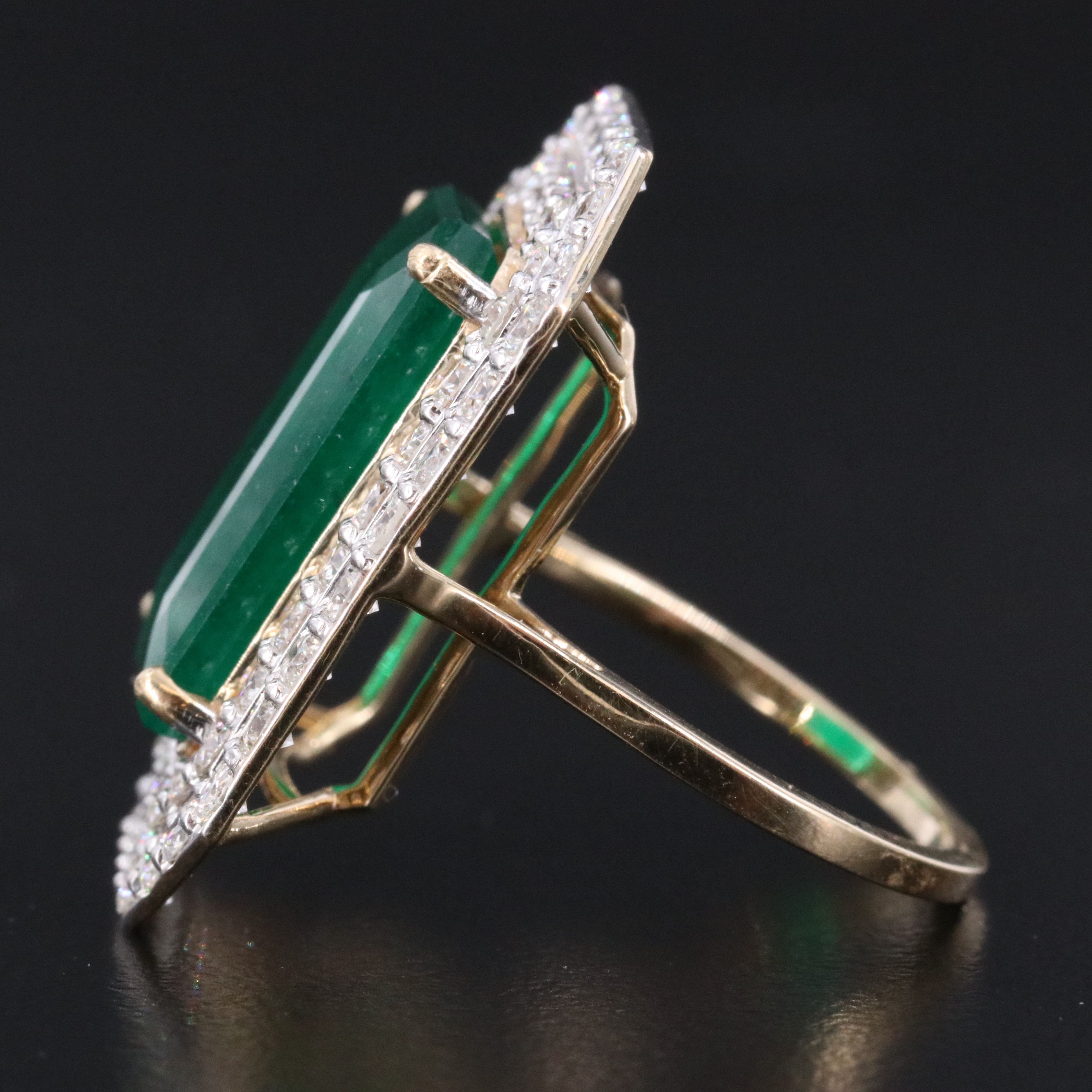 14K 7.38 CTW Emerald Ring with 1.91 CTW Diamond Halo