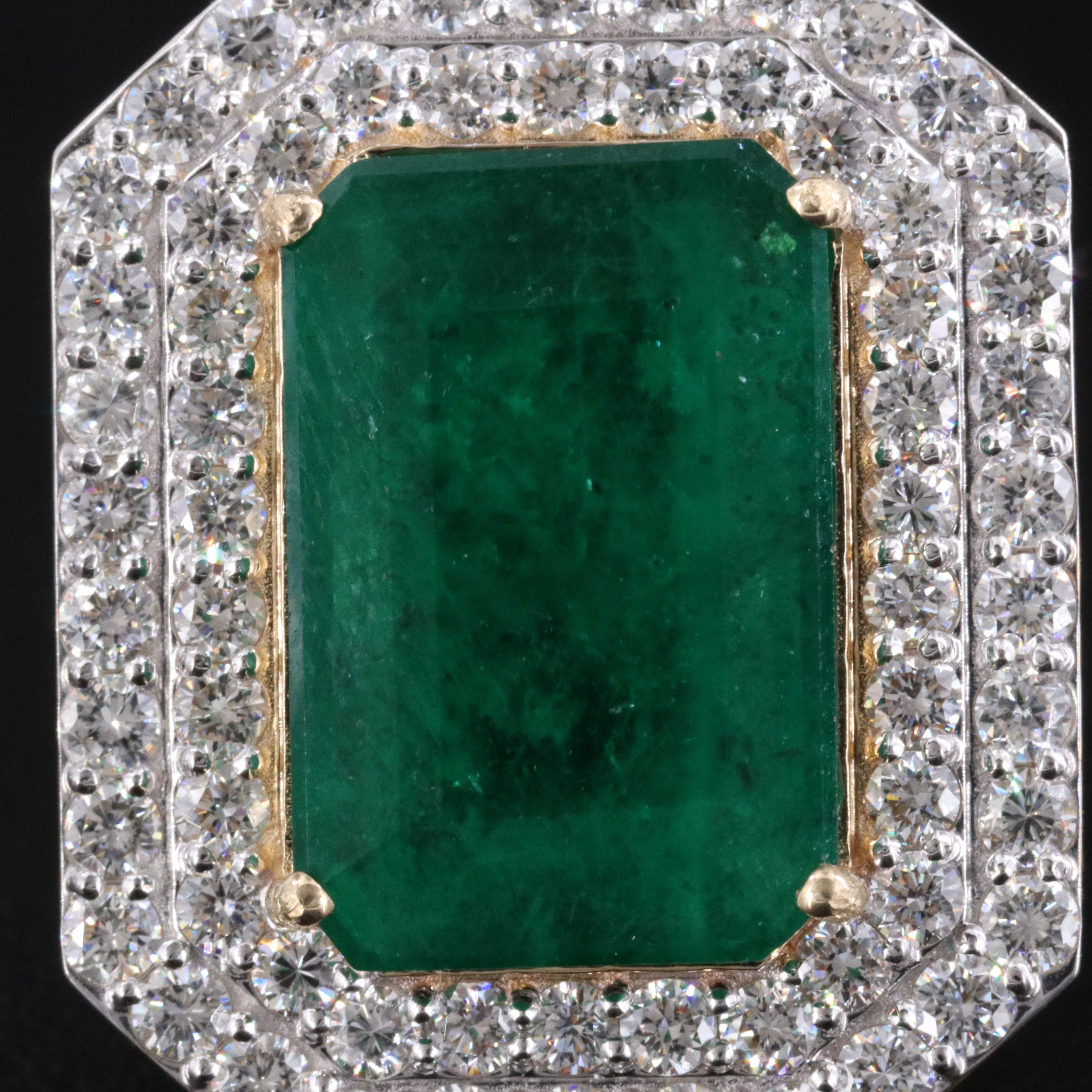 14K 7.38 CTW Emerald Ring with 1.91 CTW Diamond Halo