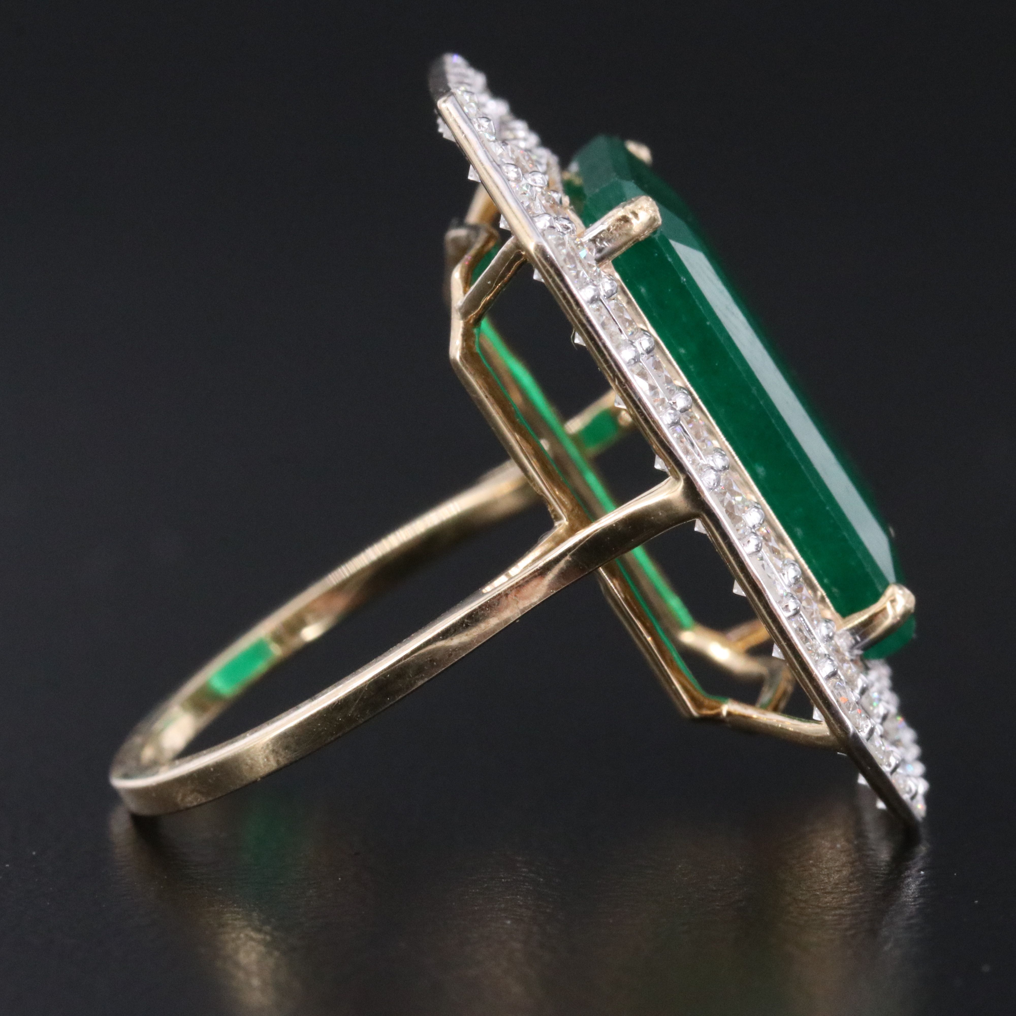 14K 7.38 CTW Emerald Ring with 1.91 CTW Diamond Halo