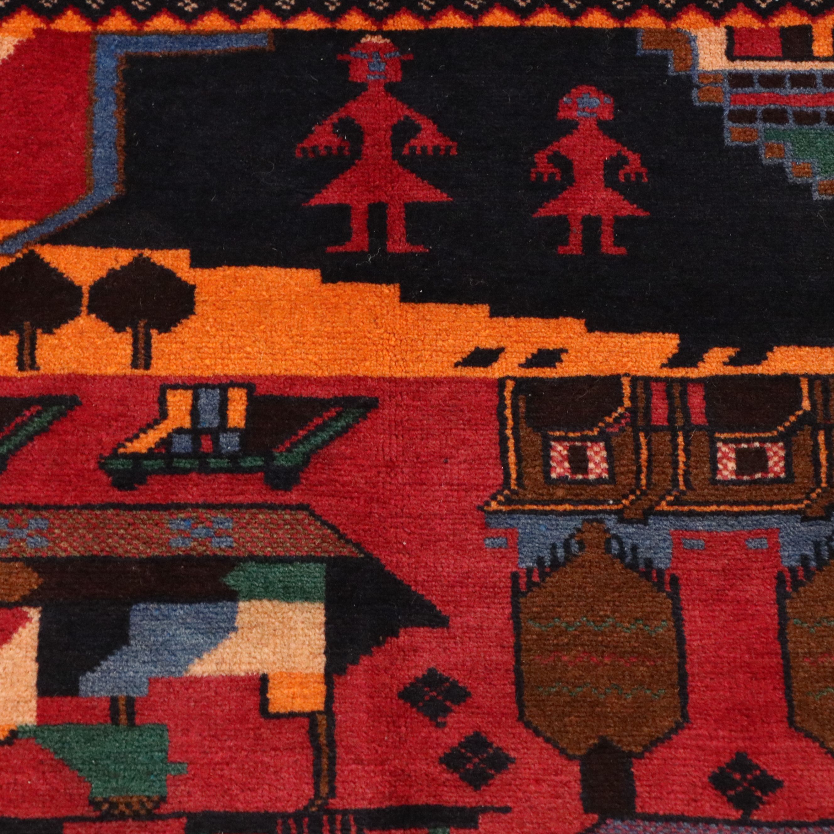 2'10 x 4'7 Hand-Knotted Afghan Pictorial War Accent Rug