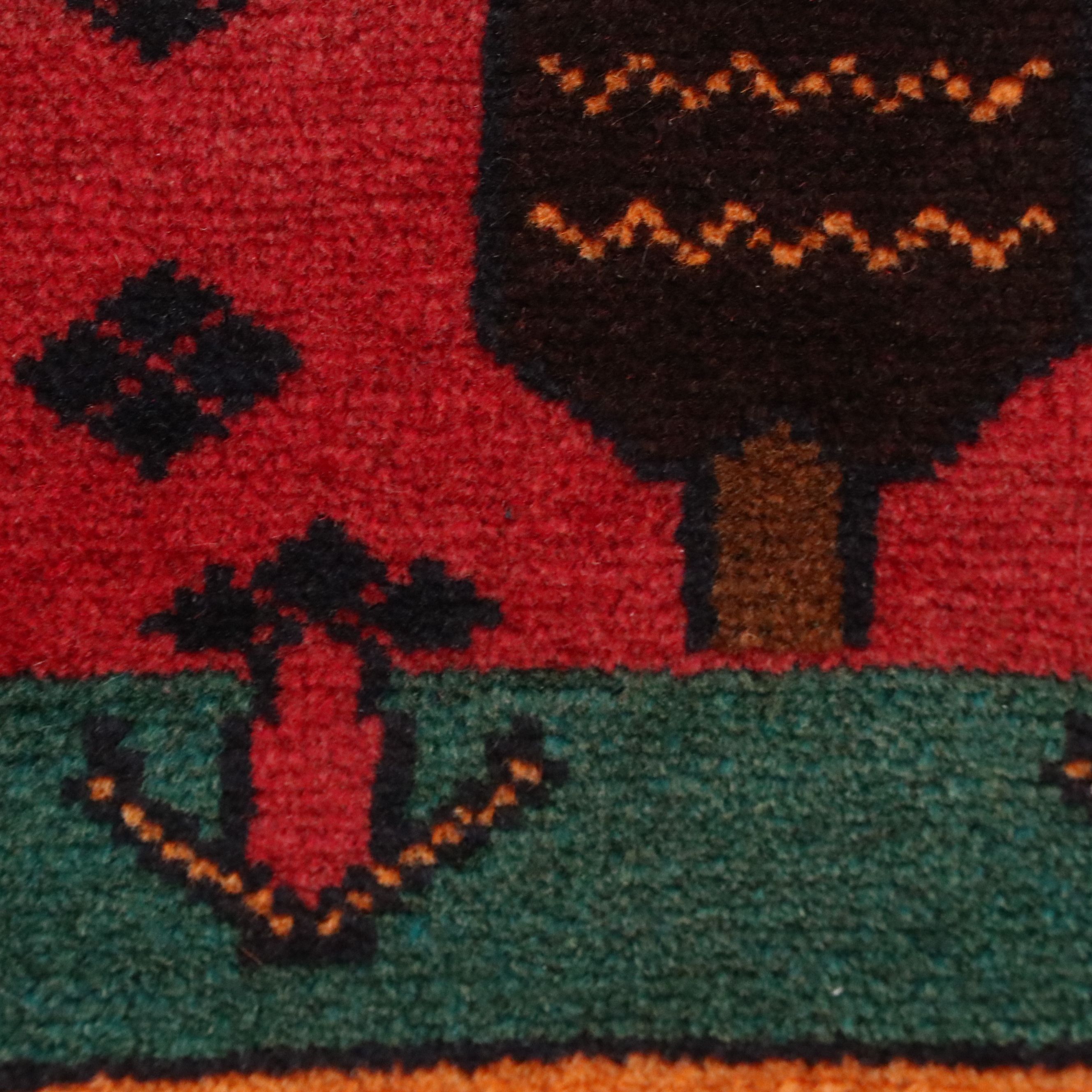 2'10 x 4'7 Hand-Knotted Afghan Pictorial War Accent Rug