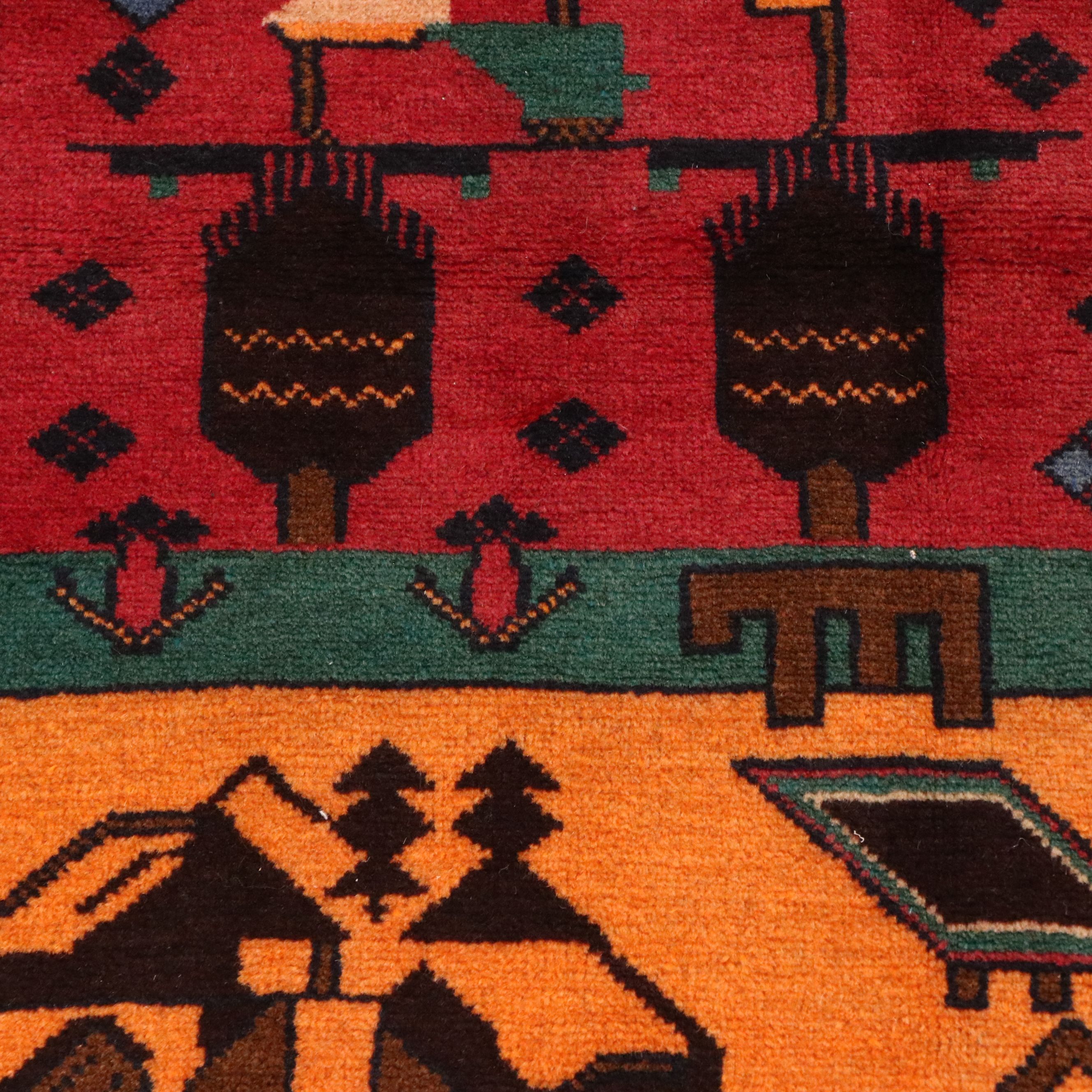 2'10 x 4'7 Hand-Knotted Afghan Pictorial War Accent Rug