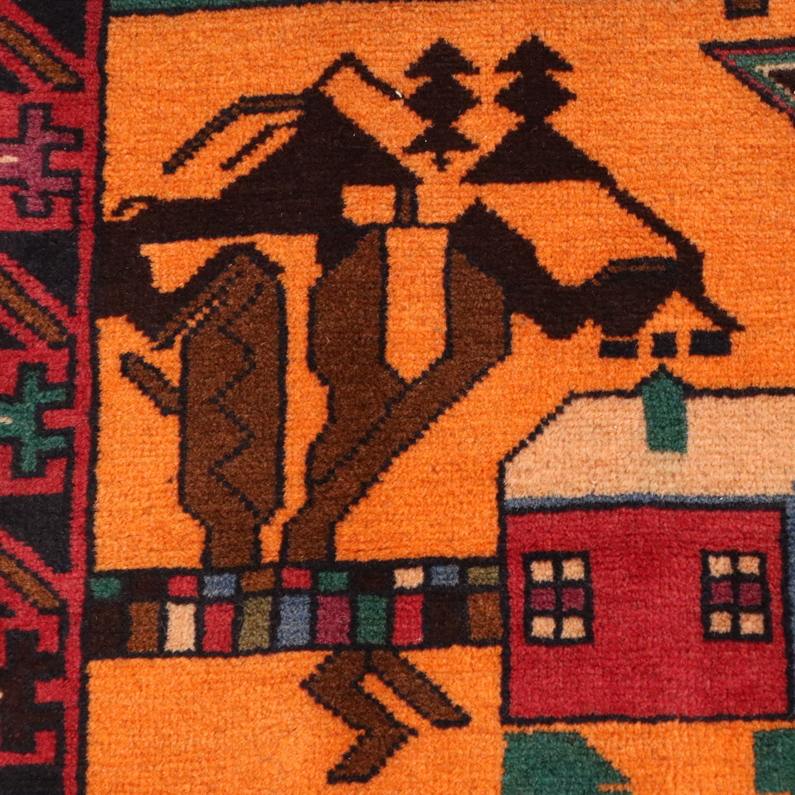 2'10 x 4'7 Hand-Knotted Afghan Pictorial War Accent Rug