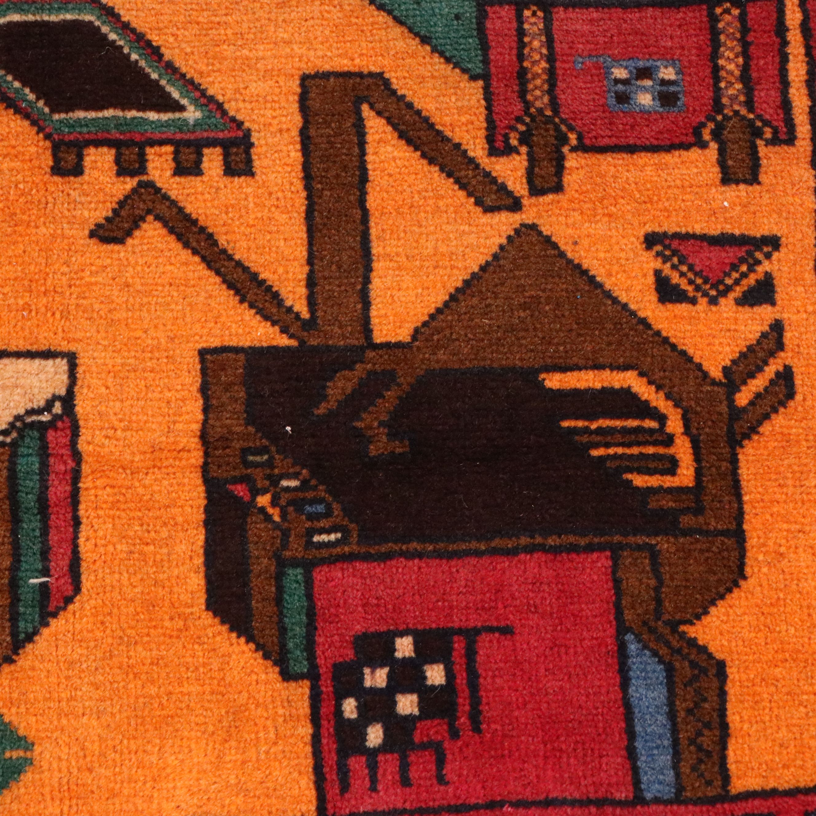 2'10 x 4'7 Hand-Knotted Afghan Pictorial War Accent Rug