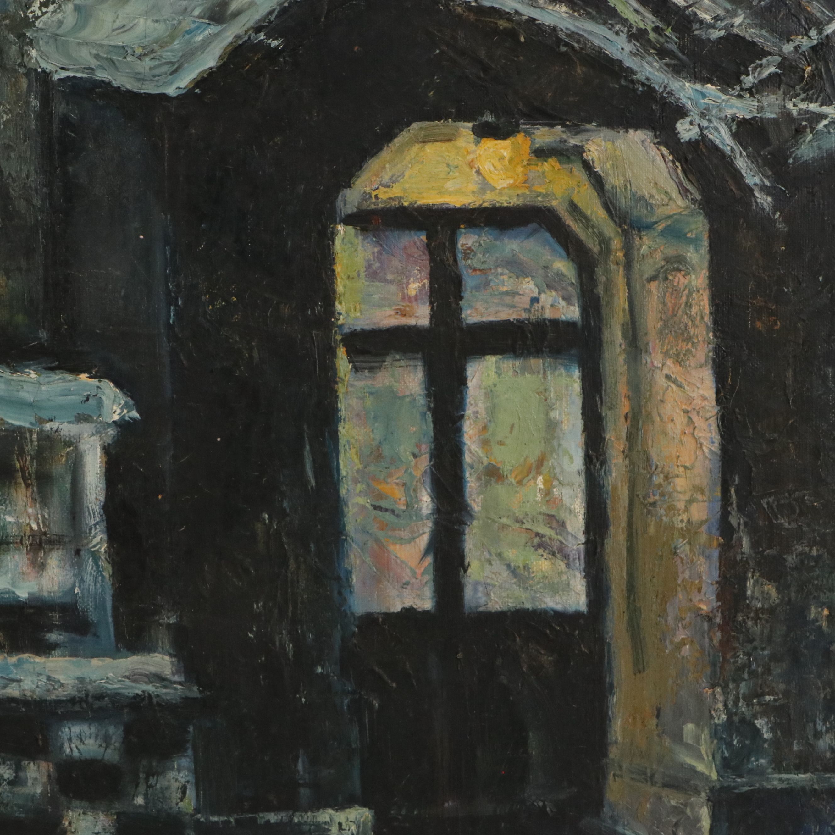 Two Oil Paintings of Building Exteriors, Circa 1954