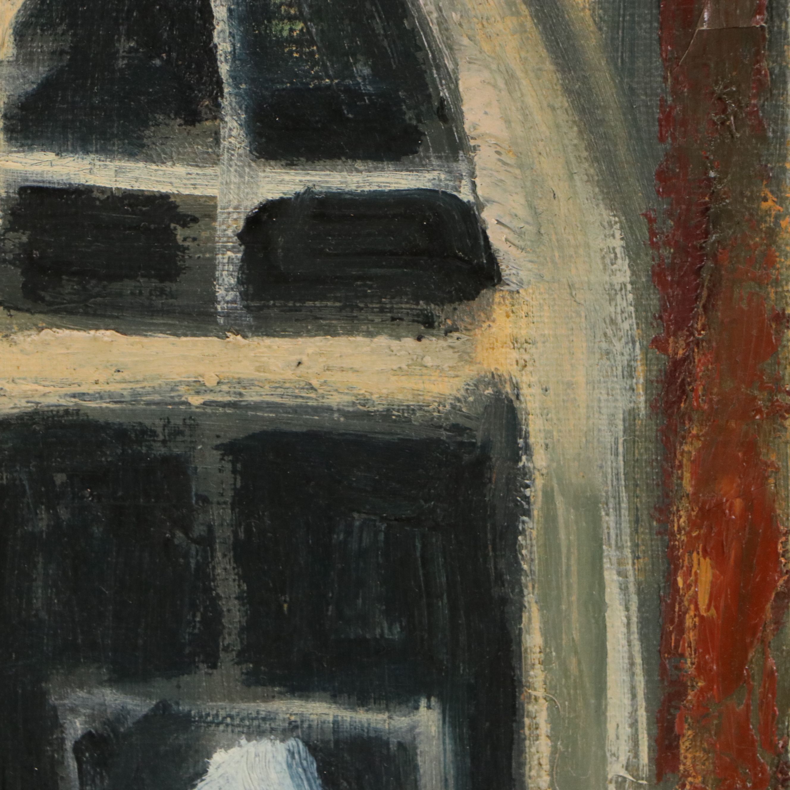 Two Oil Paintings of Building Exteriors, Circa 1954