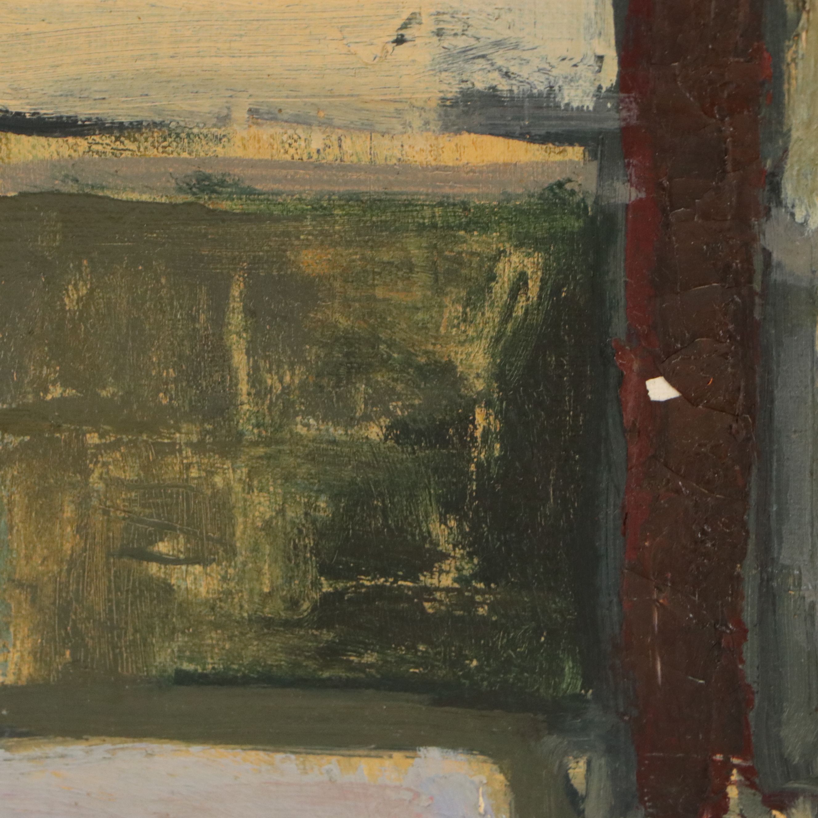 Two Oil Paintings of Building Exteriors, Circa 1954