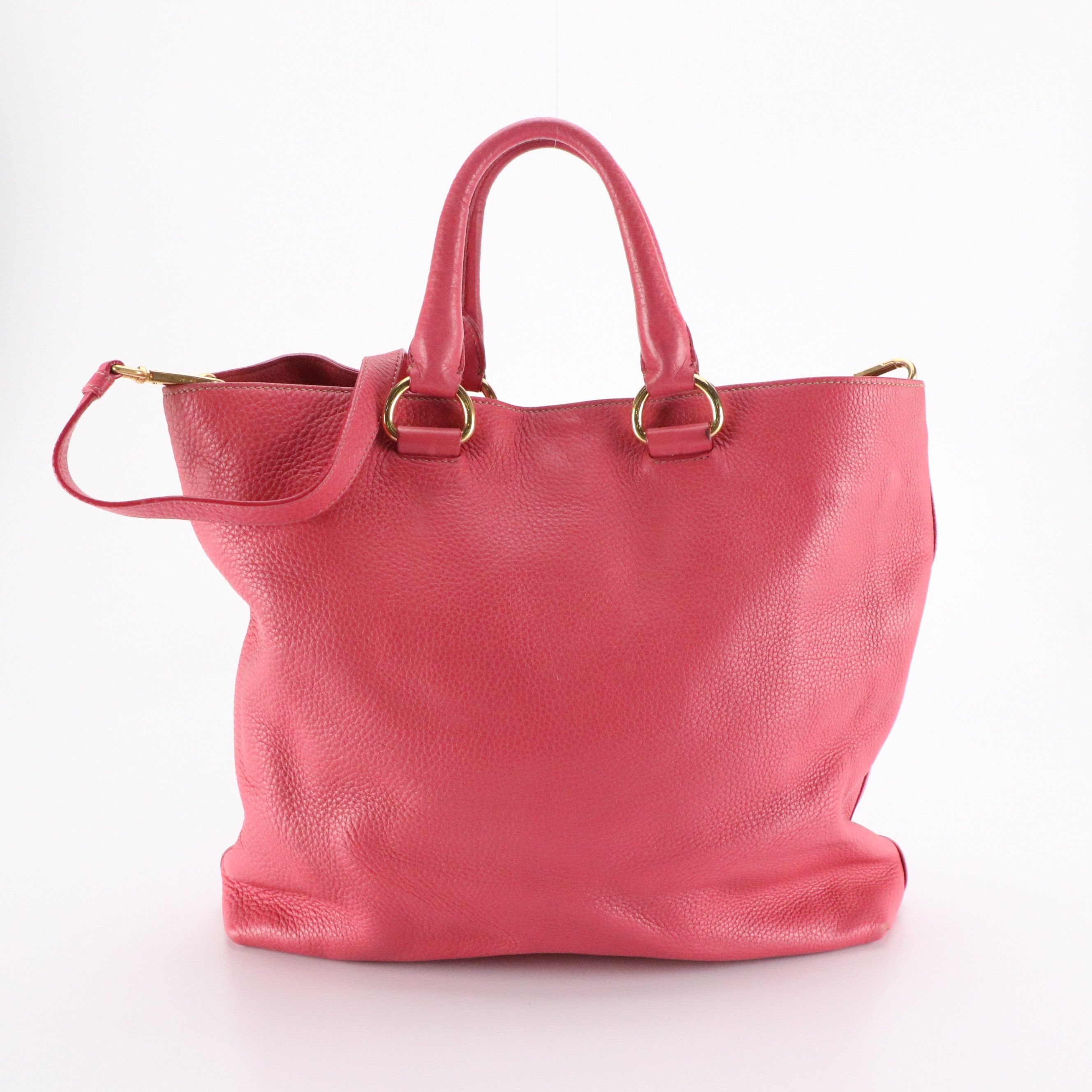 Prada Top Handle Two-Way Tote Bag in Pink Vitello Daino Leather