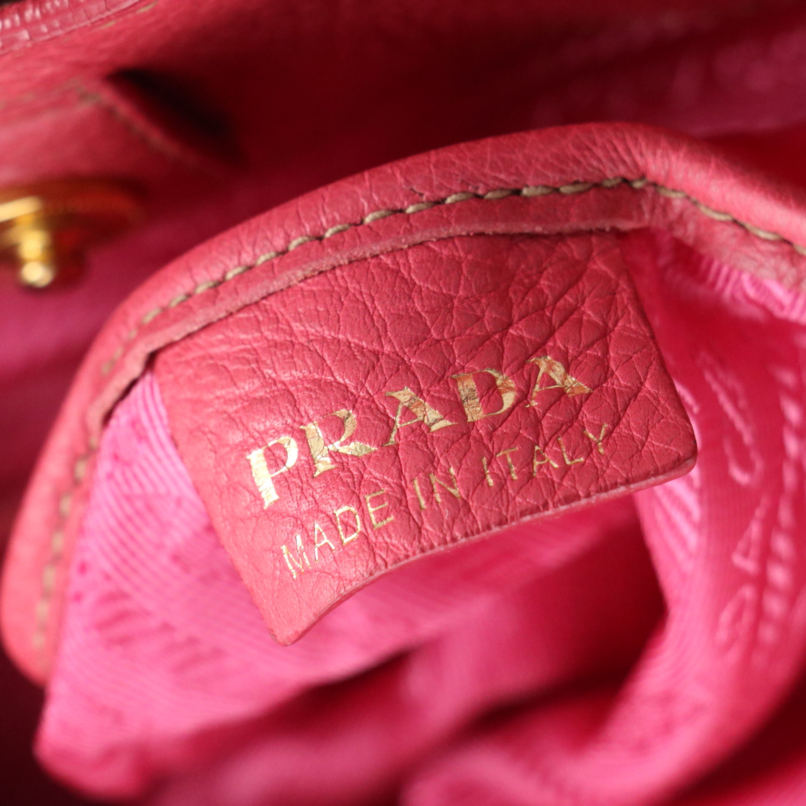 Prada Top Handle Two-Way Tote Bag in Pink Vitello Daino Leather