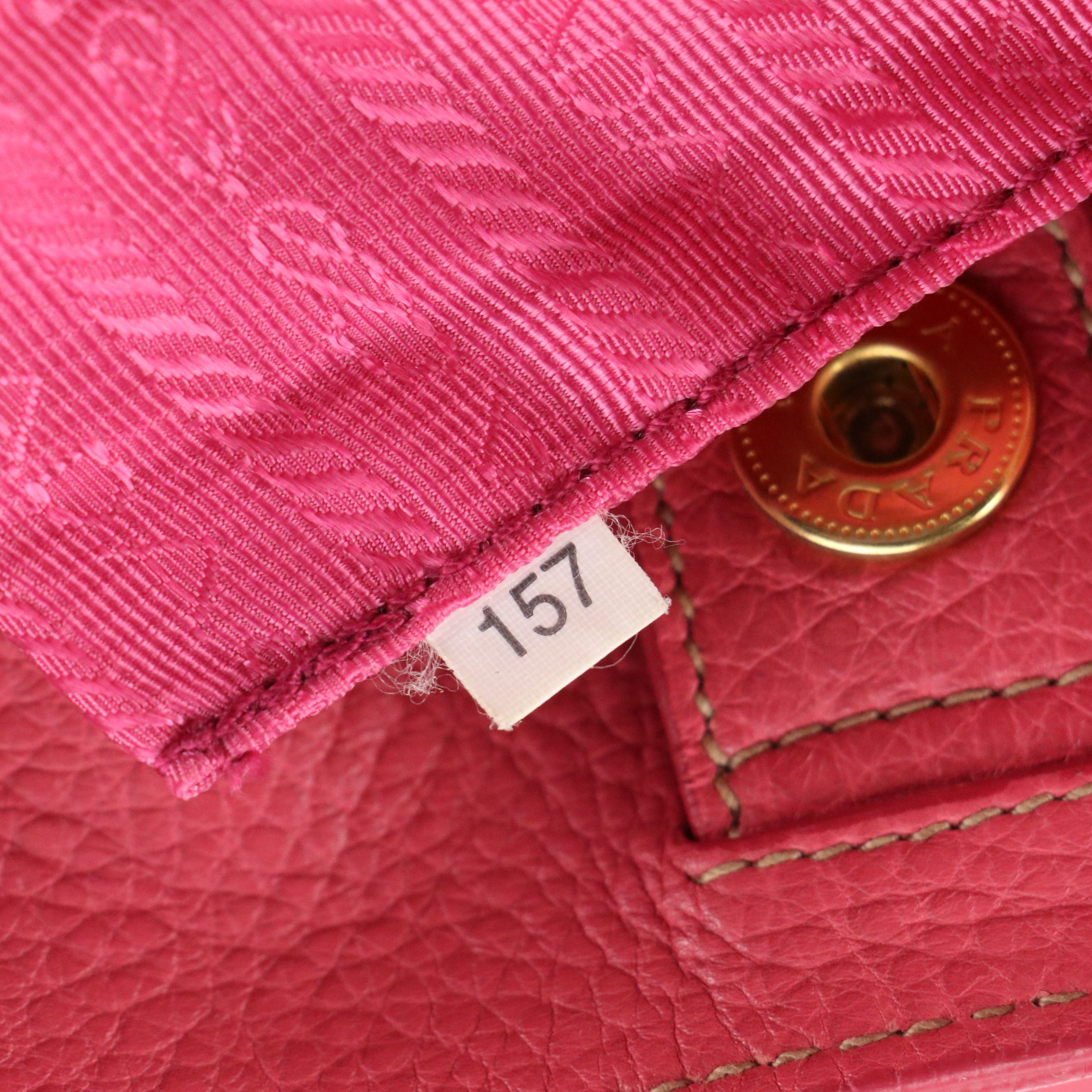 Prada Top Handle Two-Way Tote Bag in Pink Vitello Daino Leather