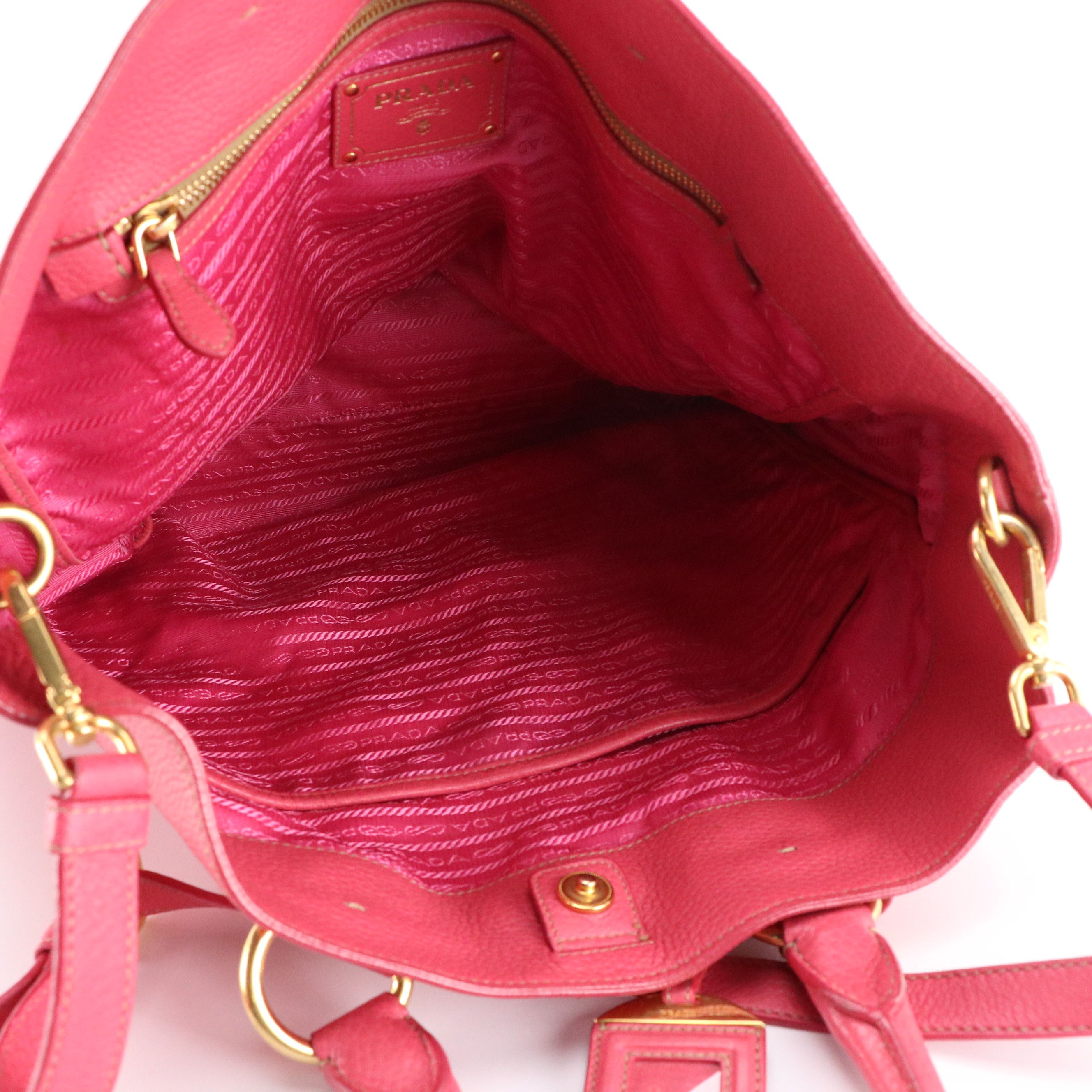 Prada Top Handle Two-Way Tote Bag in Pink Vitello Daino Leather