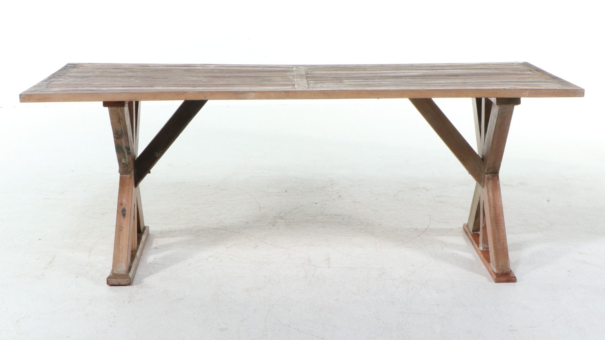 French Provincial Style Wooden Trestle Dining Table, 21st Century
