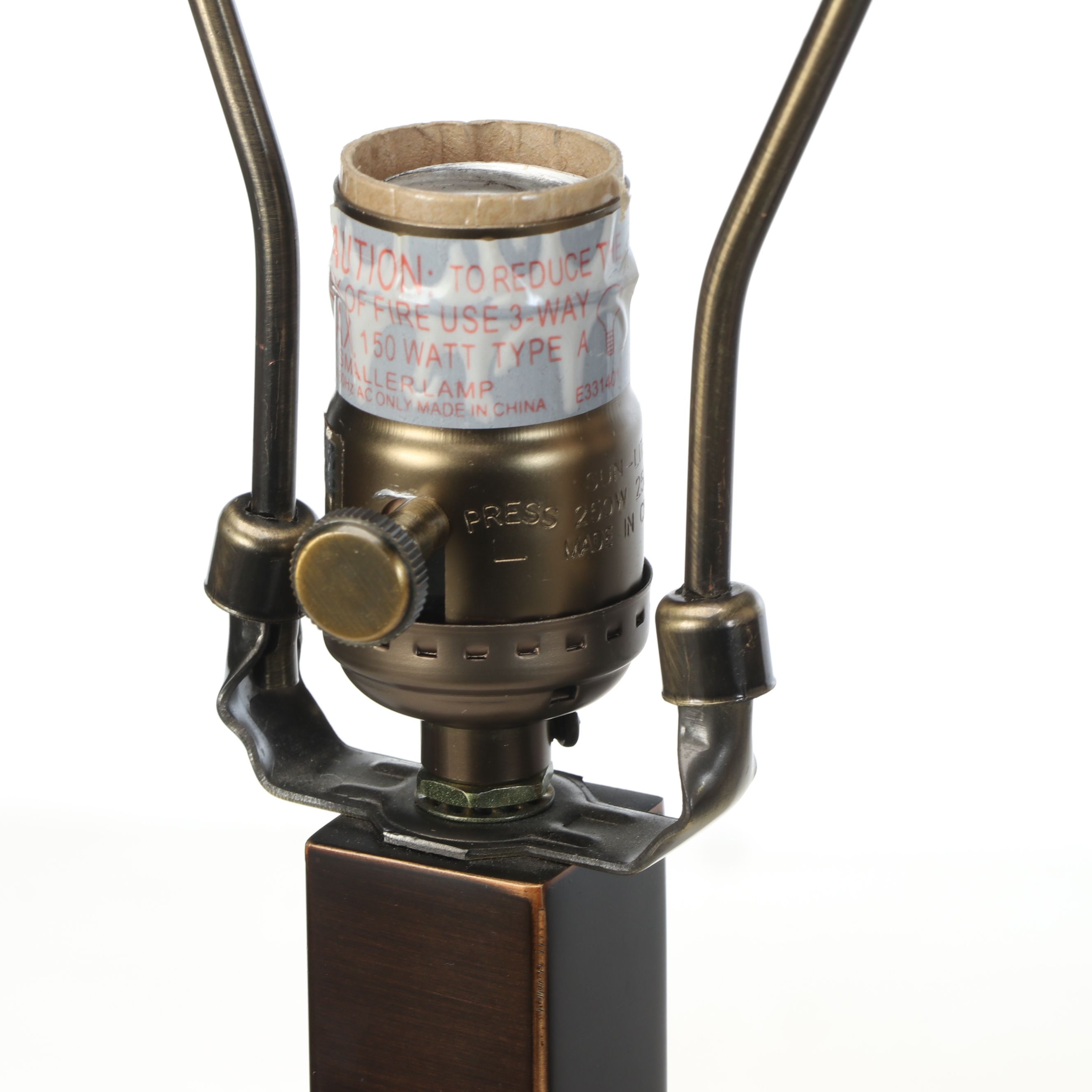 Havertys Oil Rubbed Bronze Skinny Pillar Table Lamps with Slubbed Cotton Shades