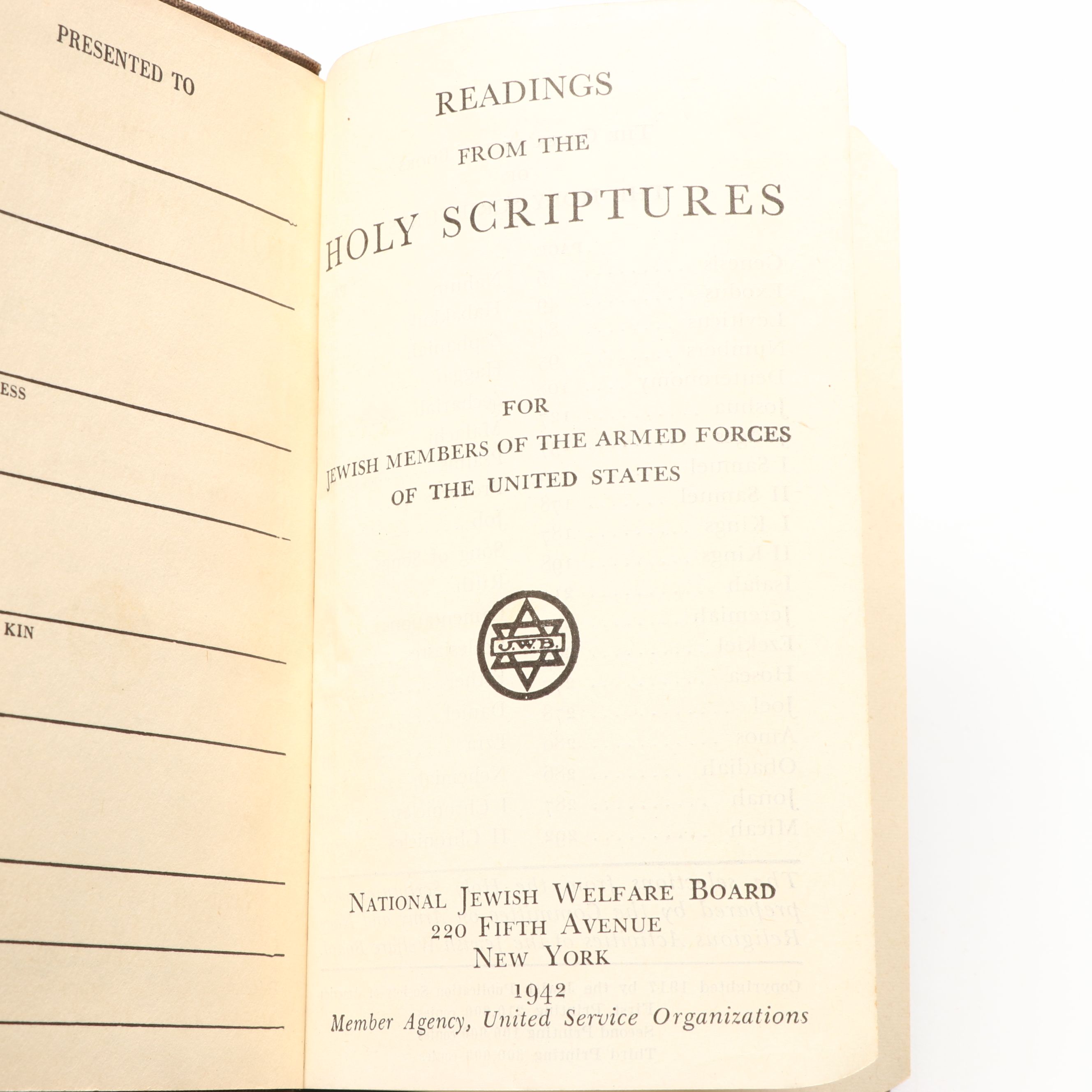 "Readings From the Holy Scriptures" and "Songs of the U.S. Military Academy"